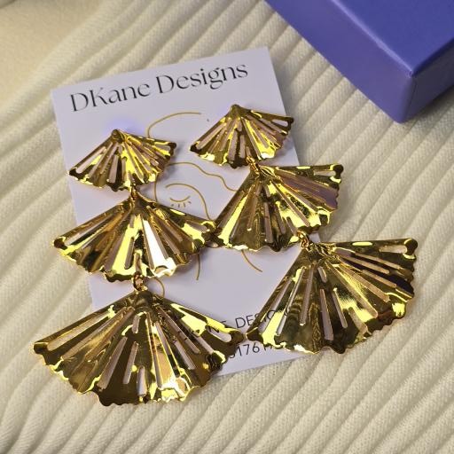Gold Foil Fan Shaped Earrings