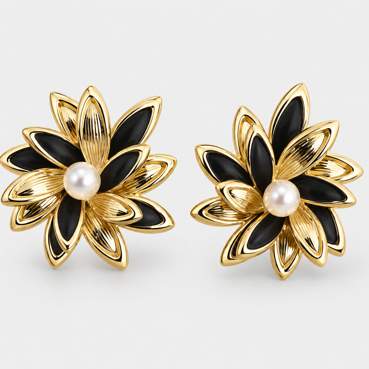 Black & Gold Stud Earrings