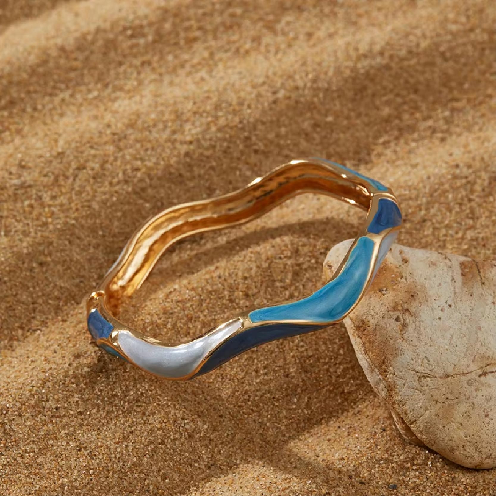 Wave Enamel Bangles (Set of 2)