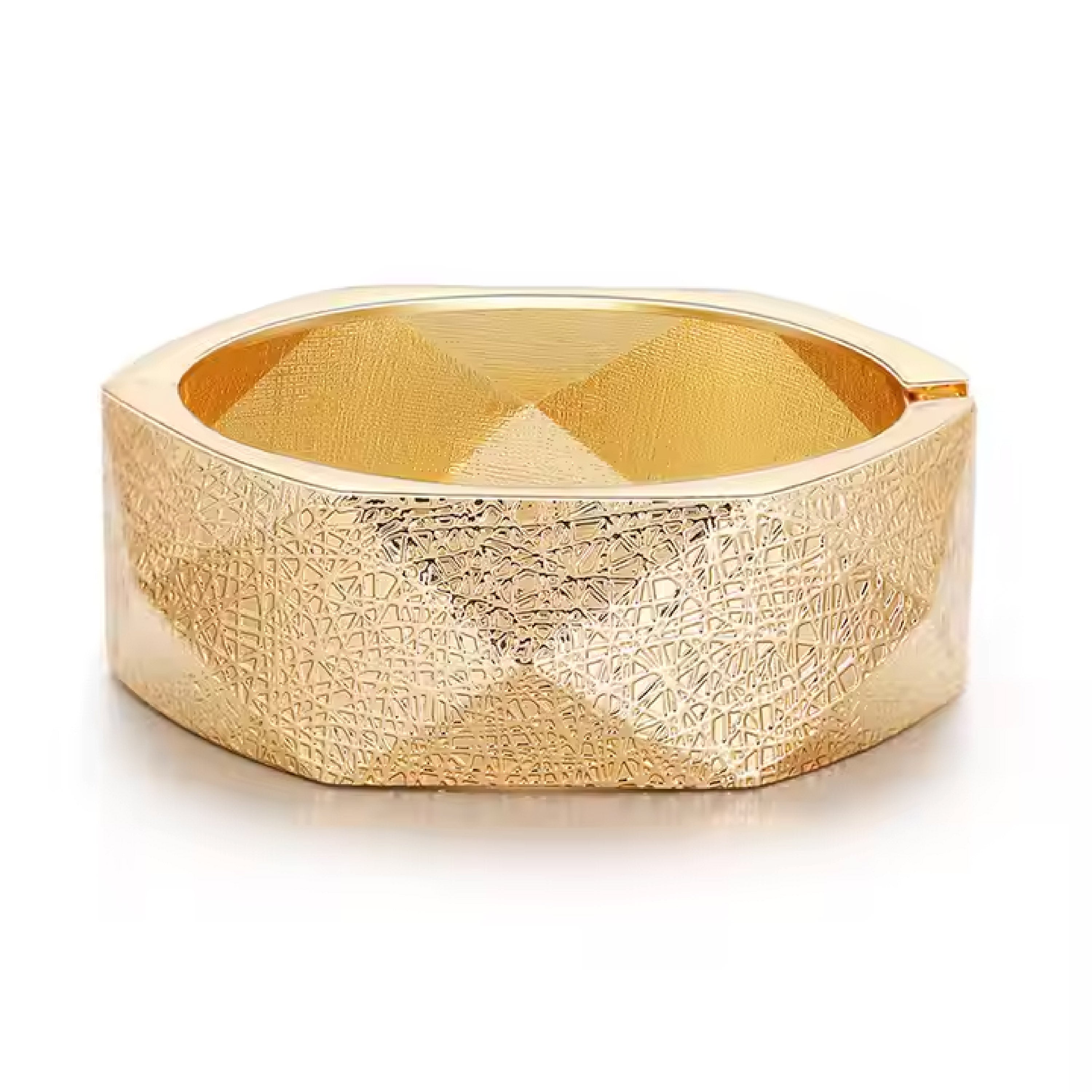 Geometric Textured Gold Bangle
