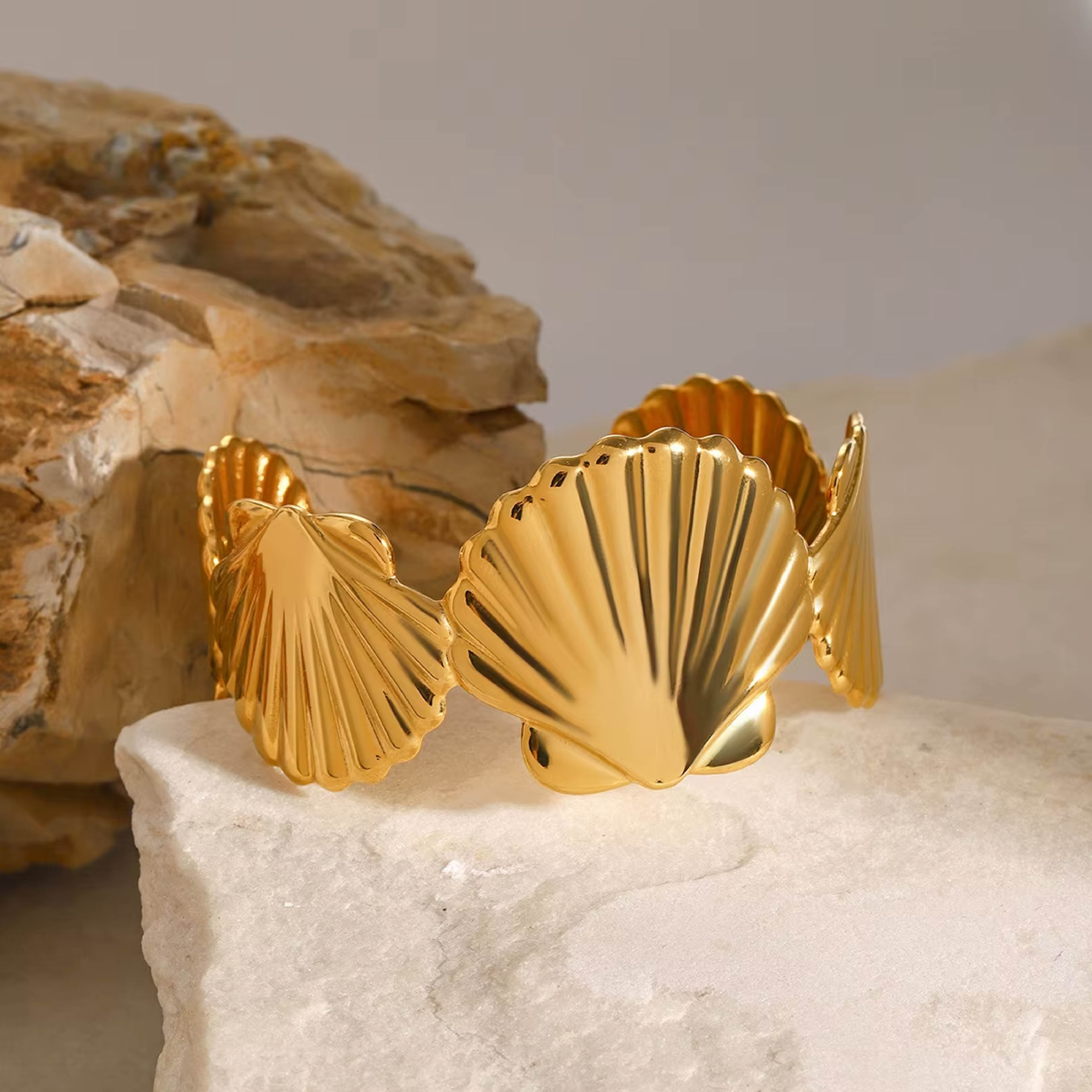 Golden Seashell Statement Bracelet