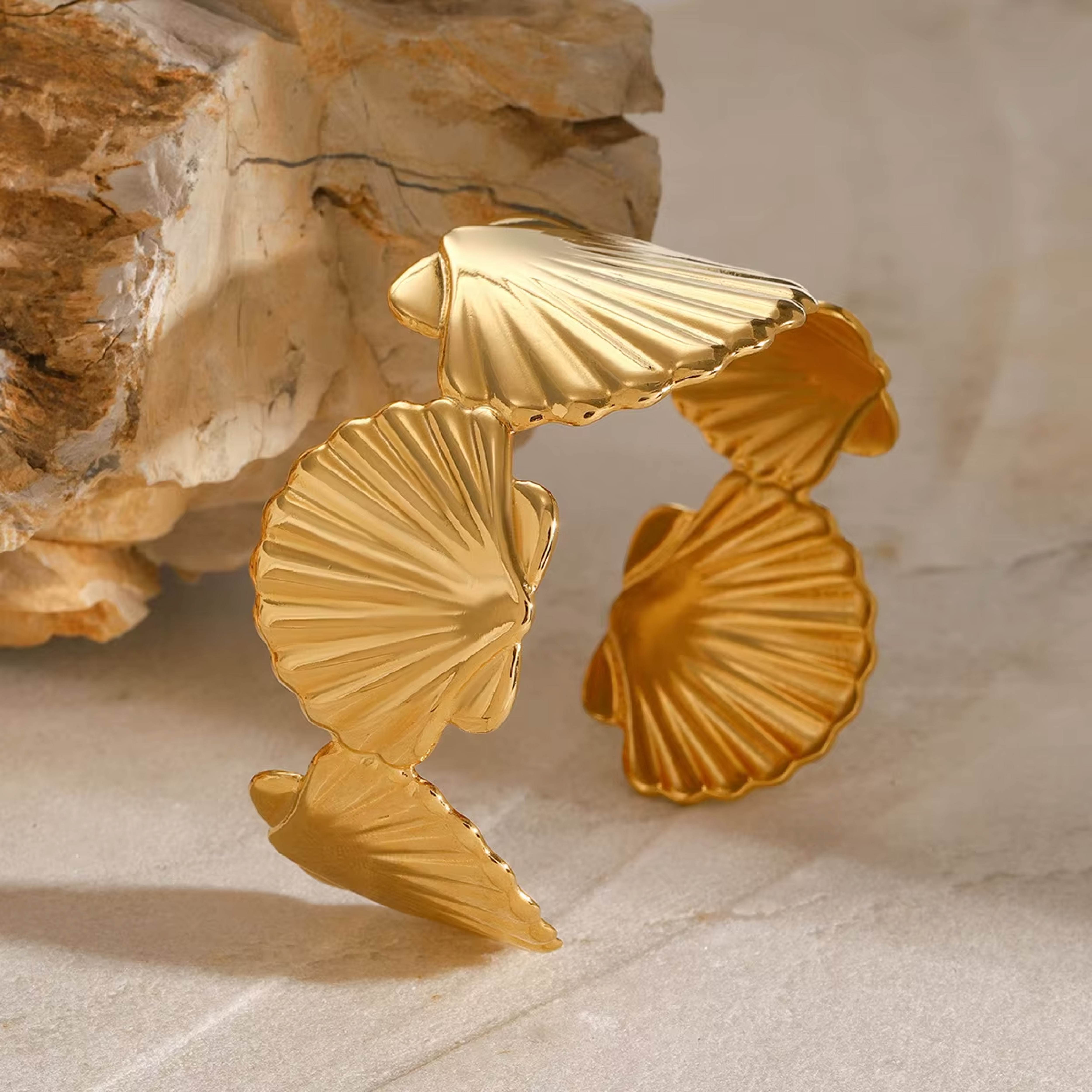 Golden Seashell Statement Bracelet