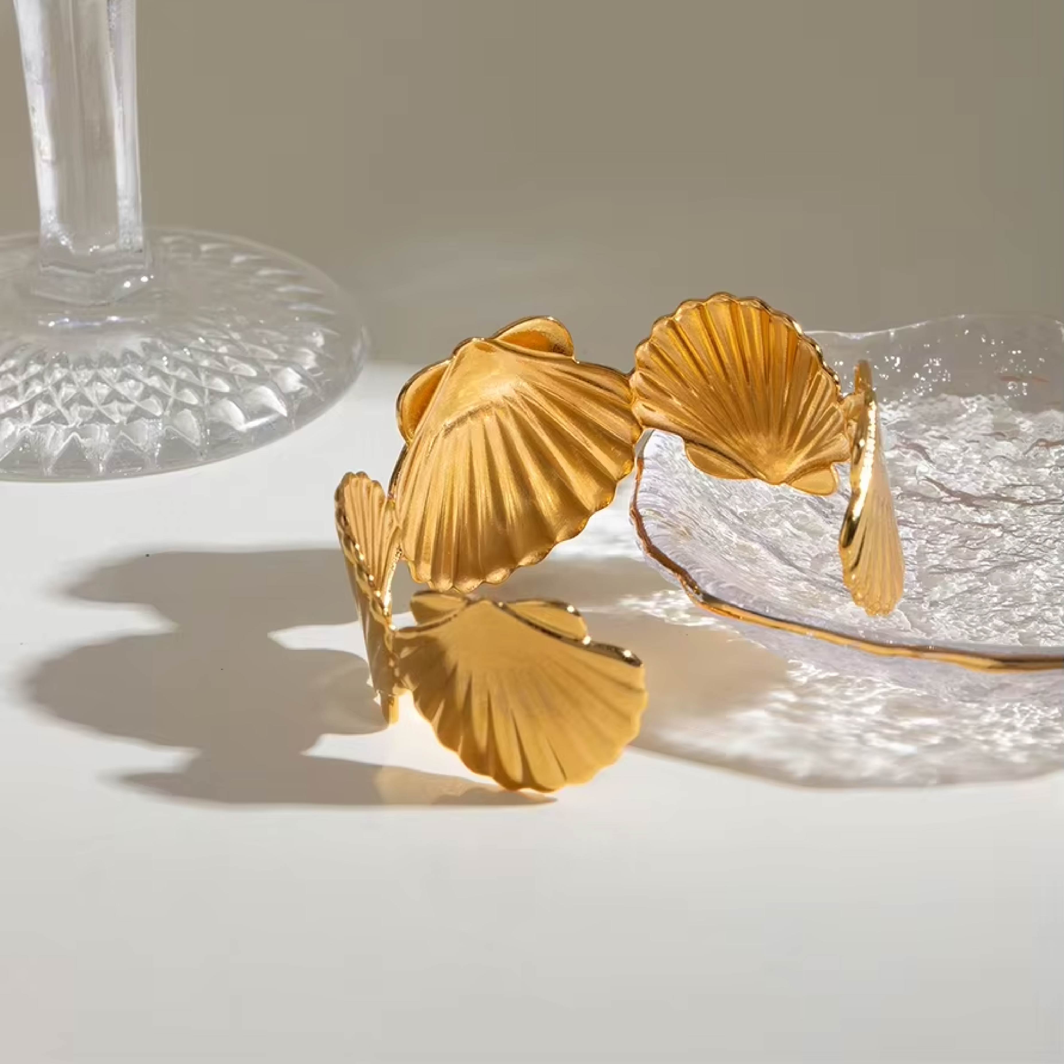 Golden Seashell Statement Bracelet