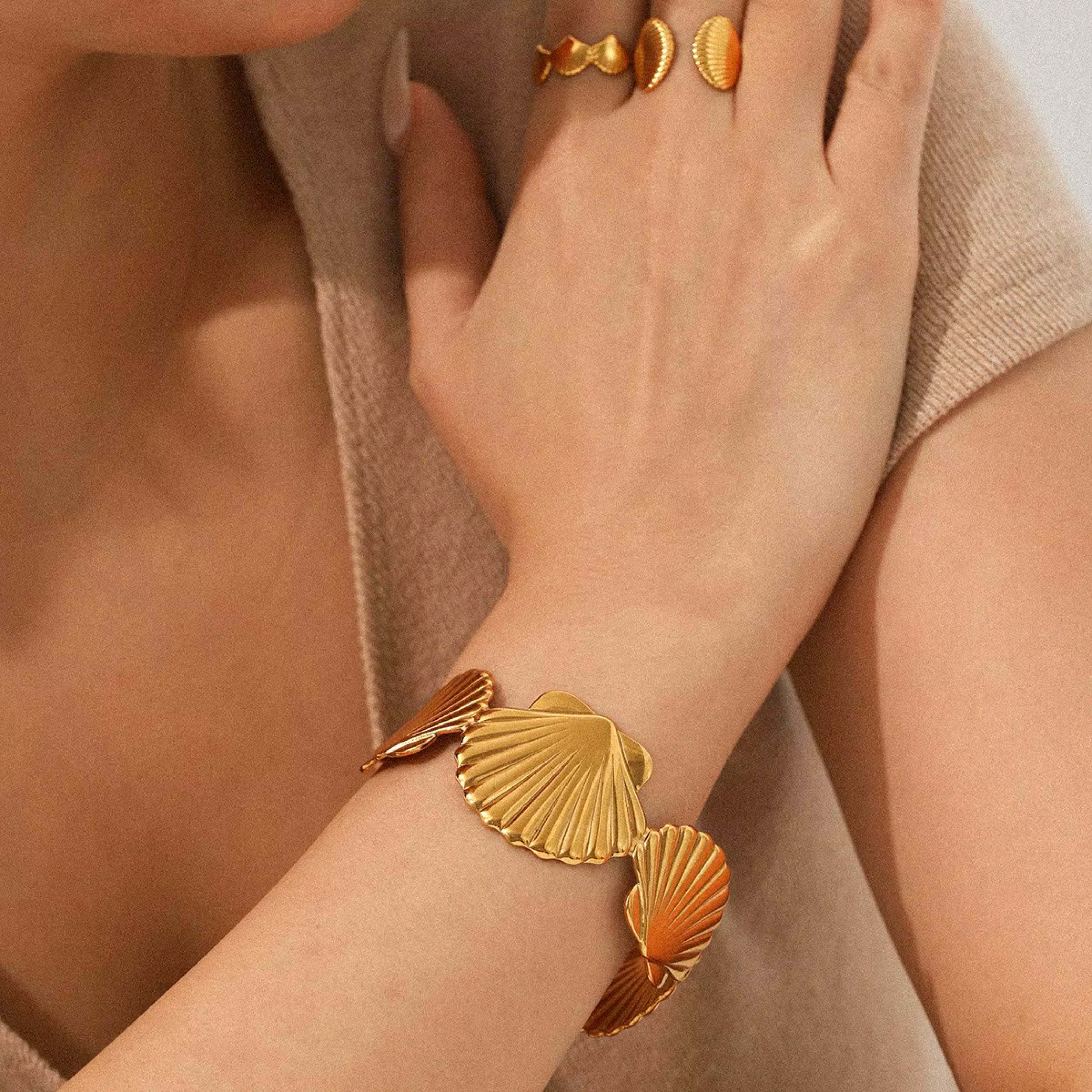 Golden Seashell Statement Bracelet