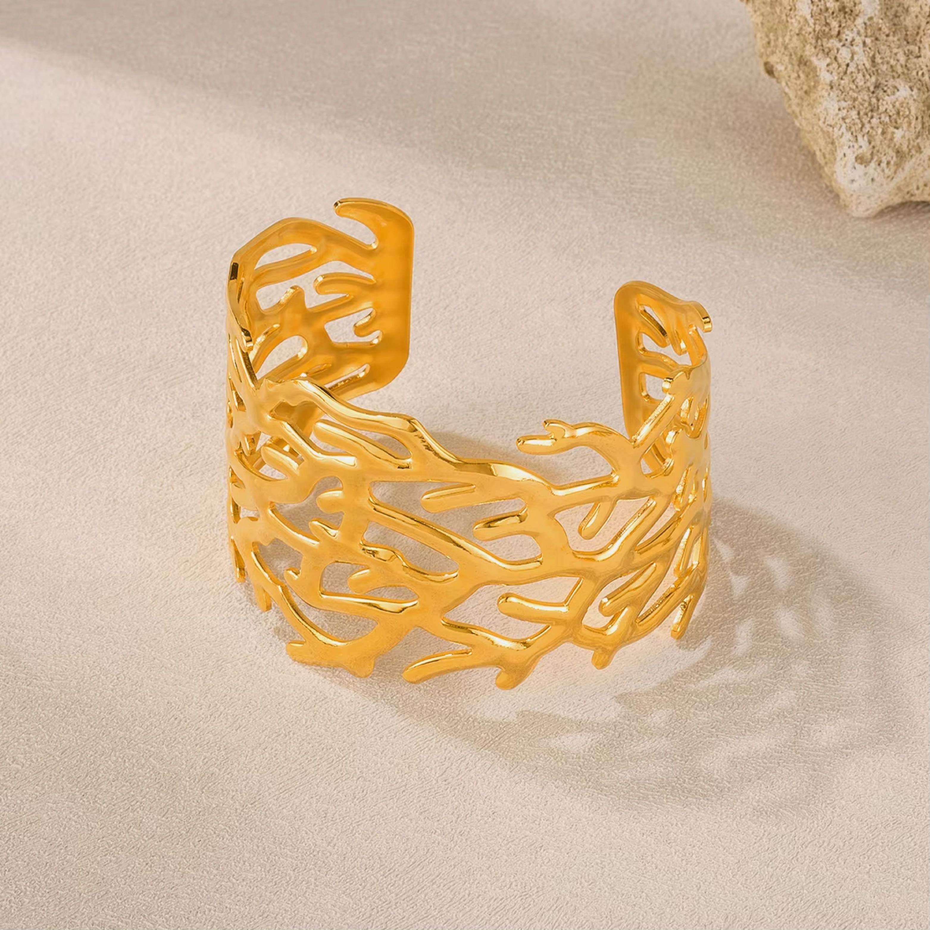 Golden Coral Cuff Bracelet