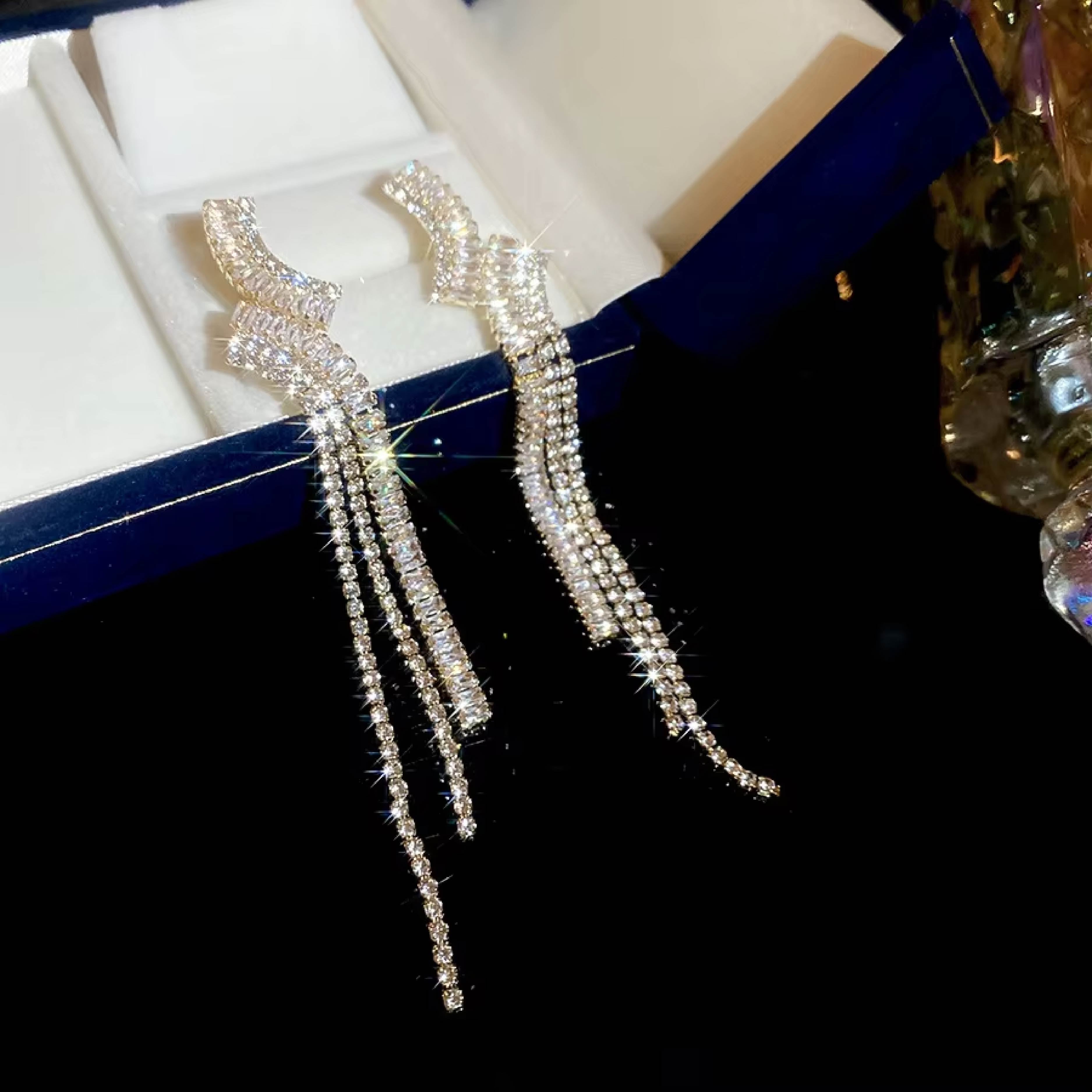 Golden Rhinestone Earrings