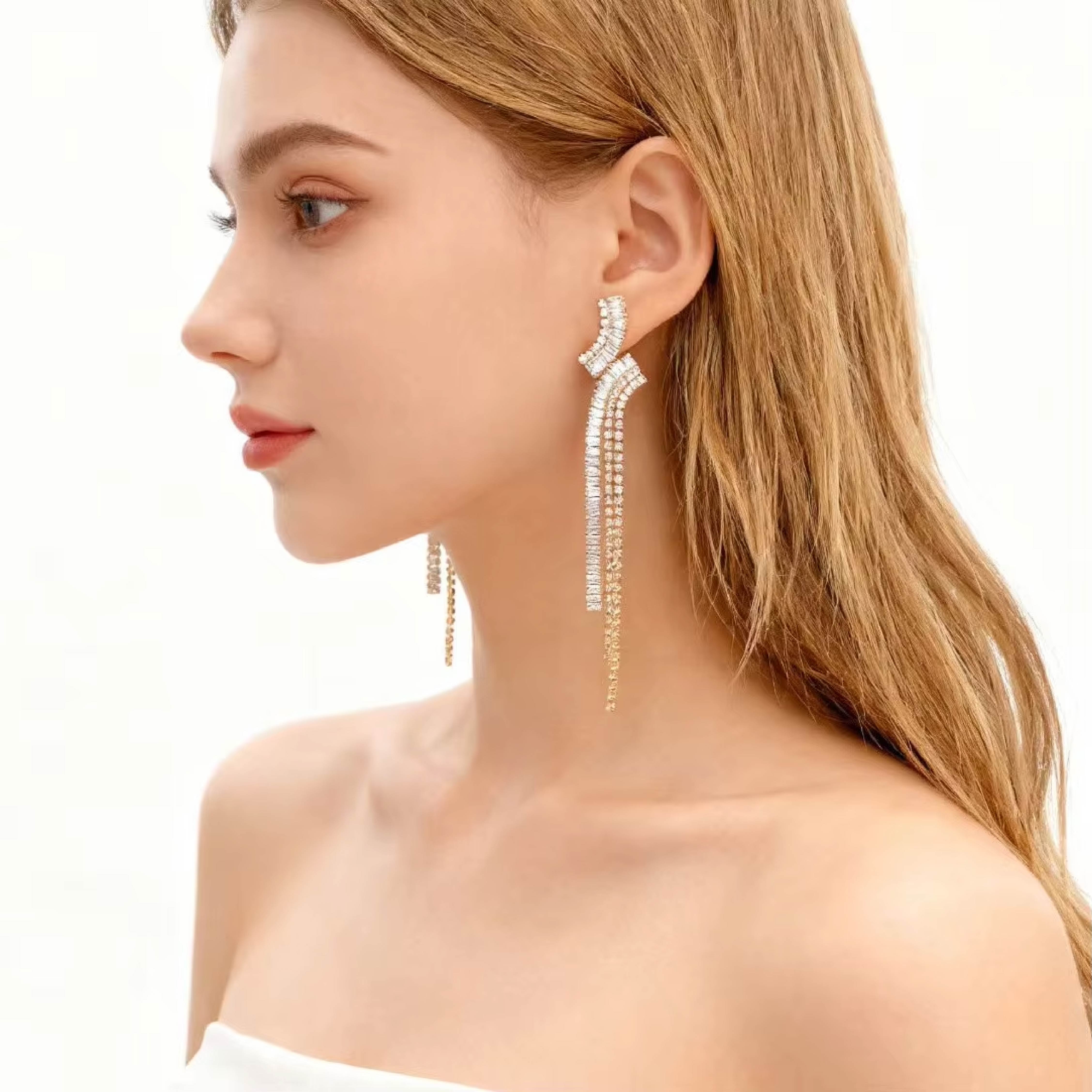 Golden Rhinestone Earrings