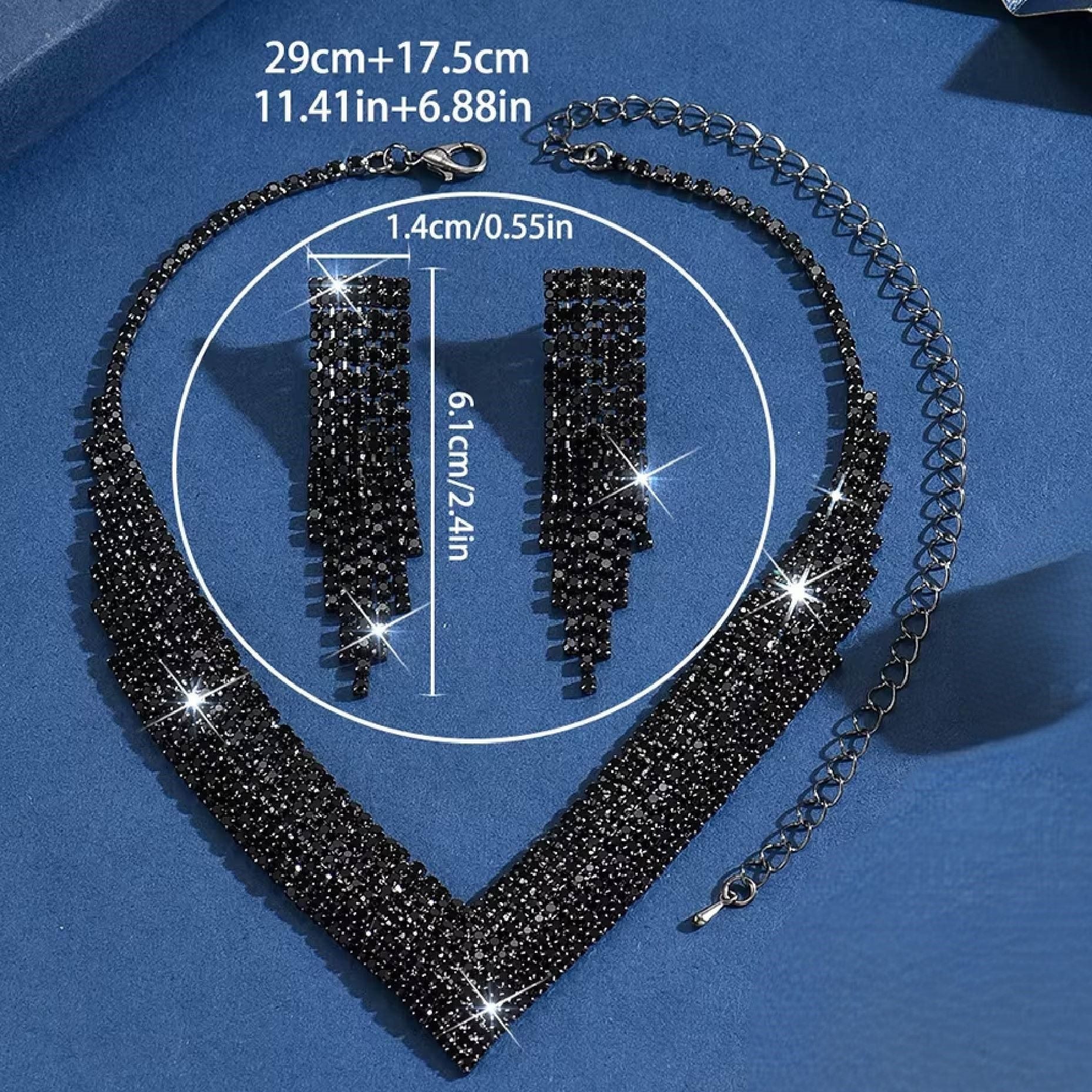 Black Rhinestone Necklace Set