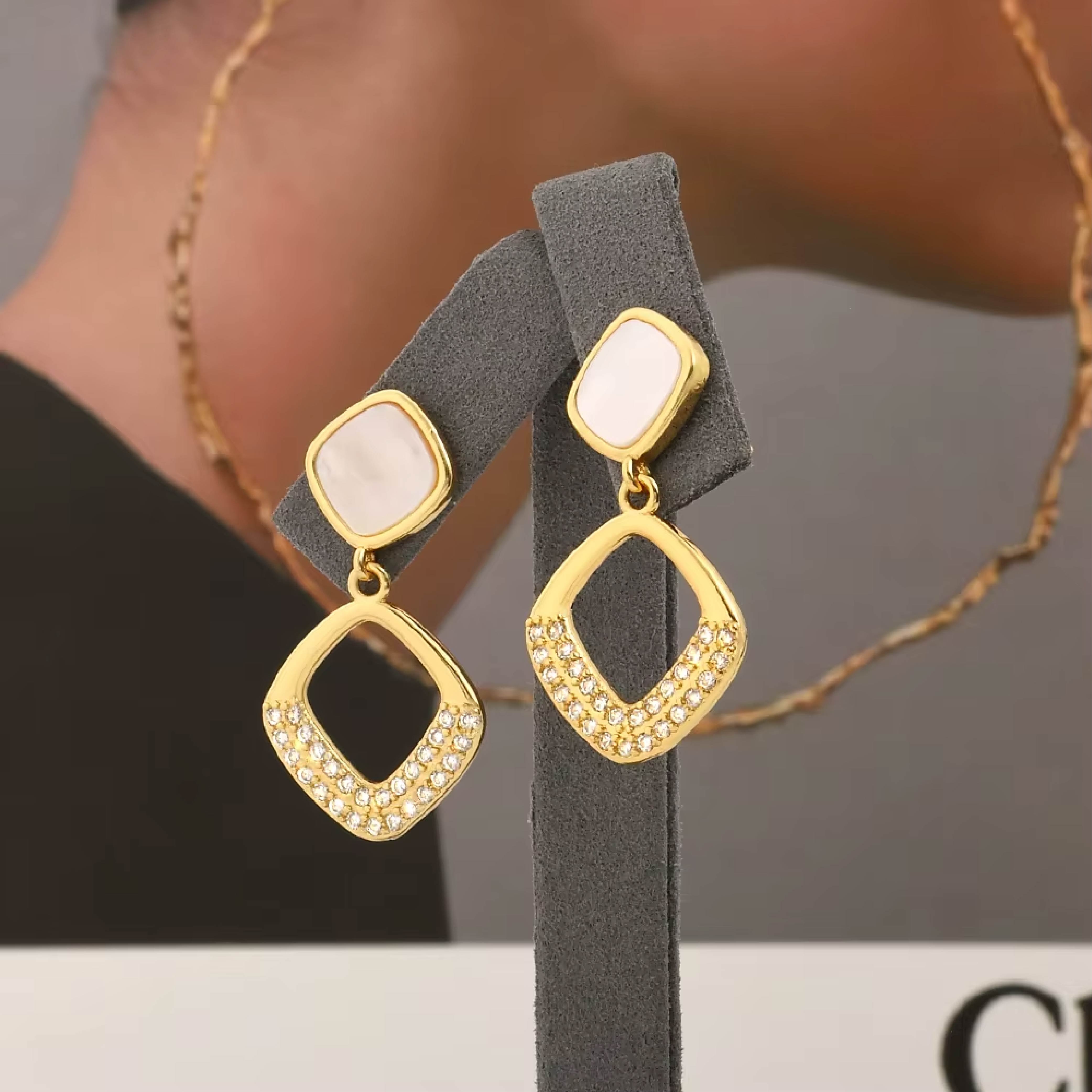 Chic Geometric Gold & Crystal Earrings
