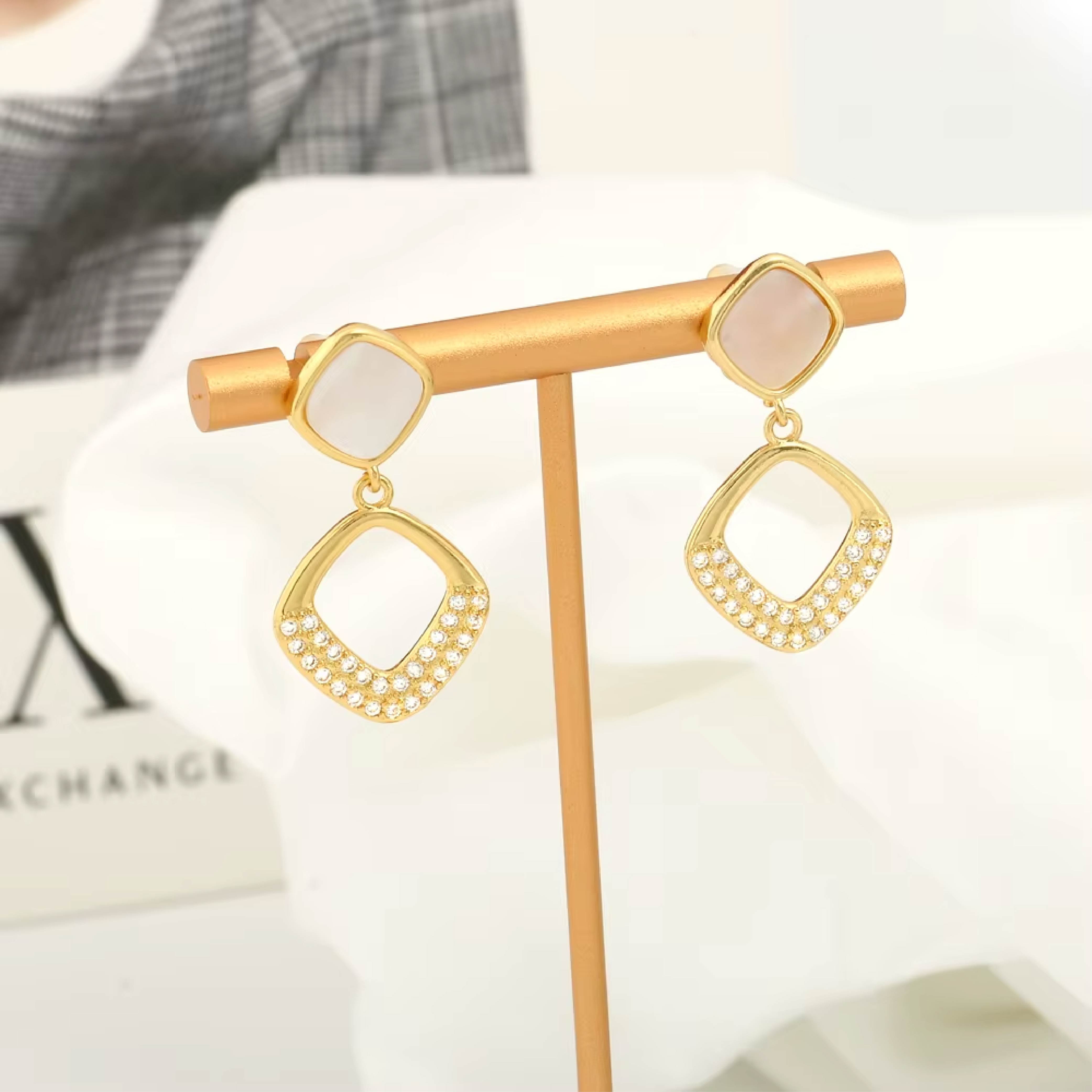 Chic Geometric Gold & Crystal Earrings