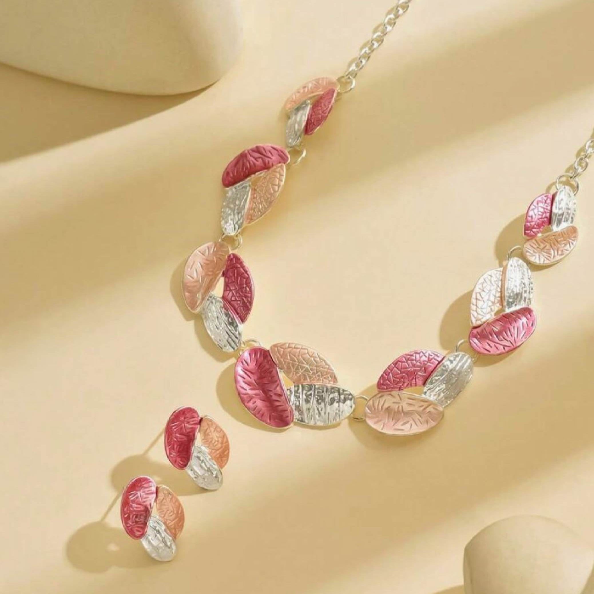 Pink & Silver Leaf
