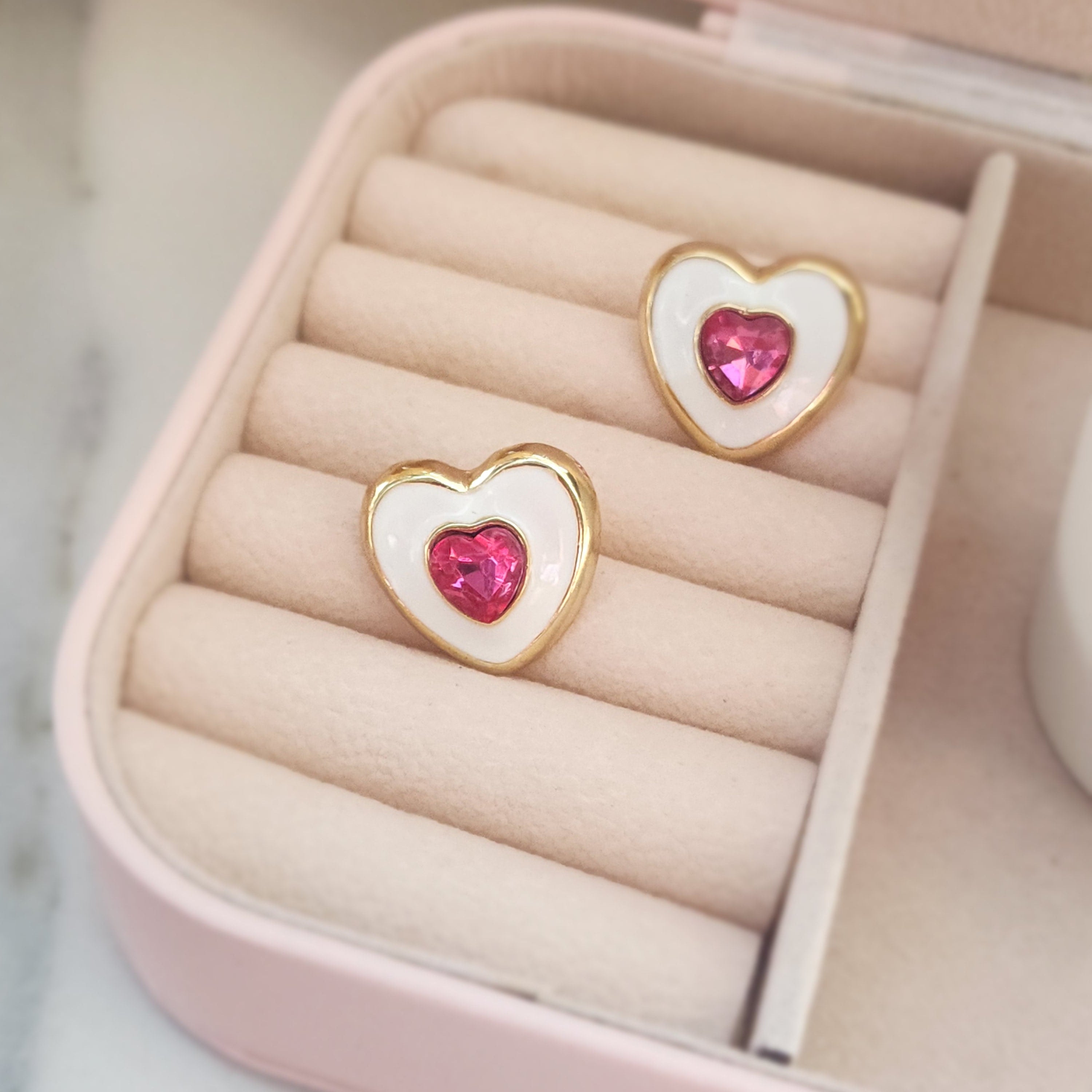 White Heart Studs