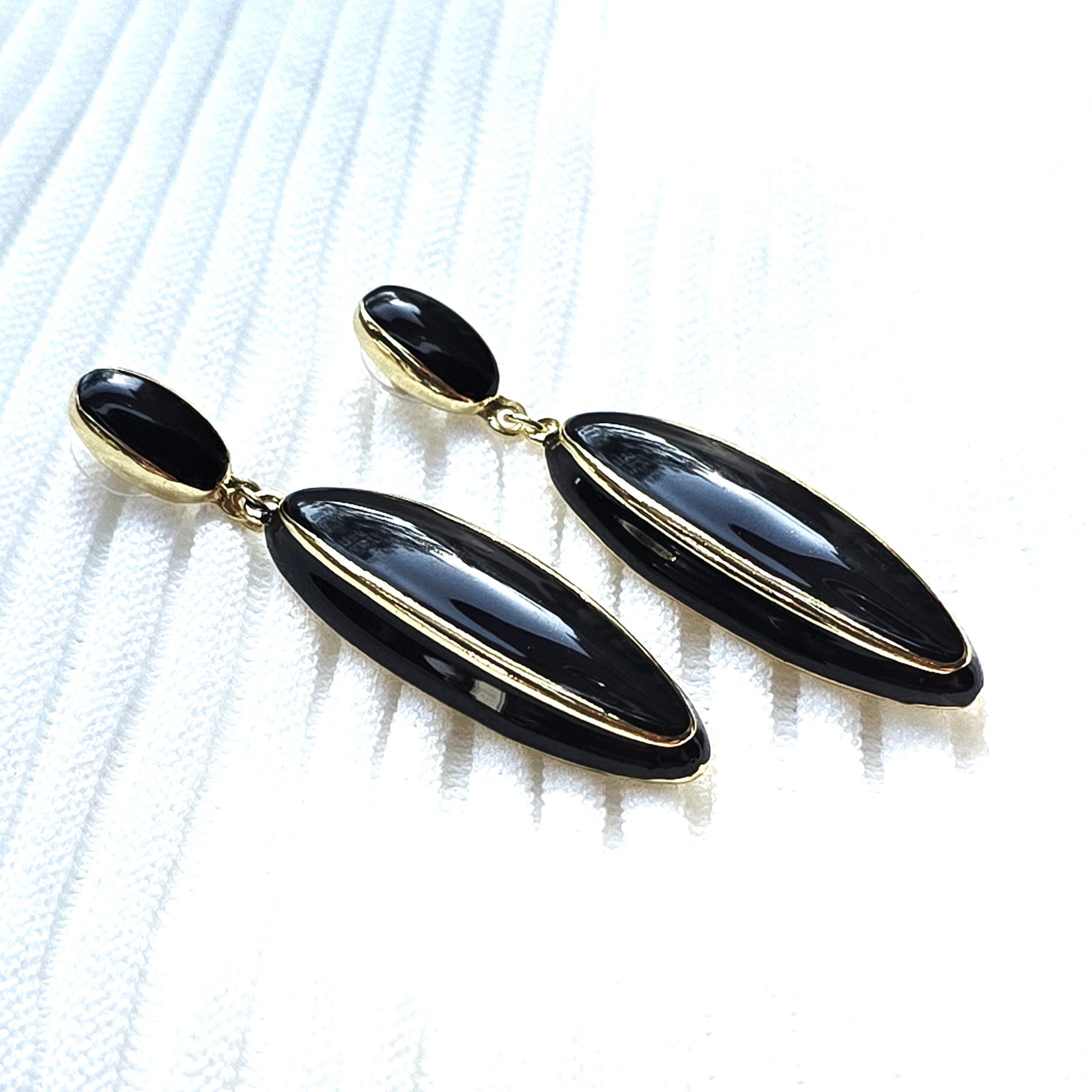 Black Oval Drop Earrings