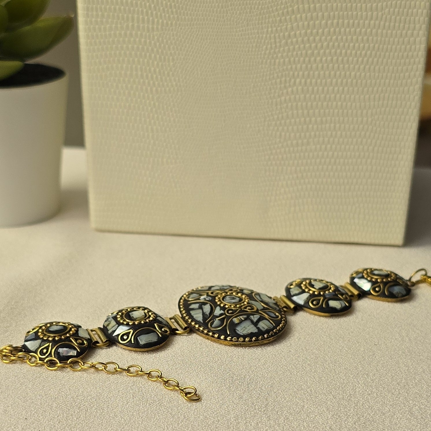 Nubra Eclipse Brass Bracelet – Handcrafted in Ladakh