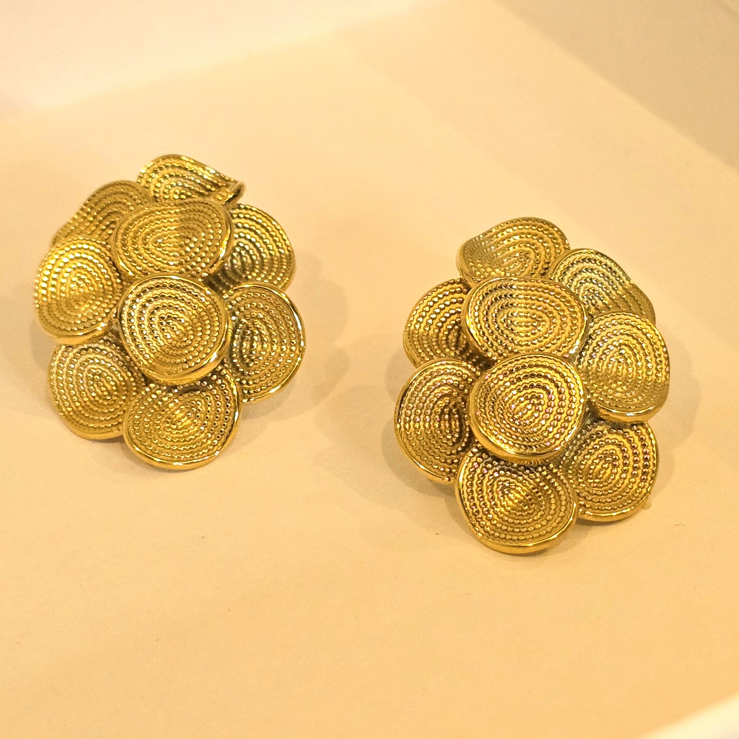 Heritage Bloom Gold Statement Stud Earrings