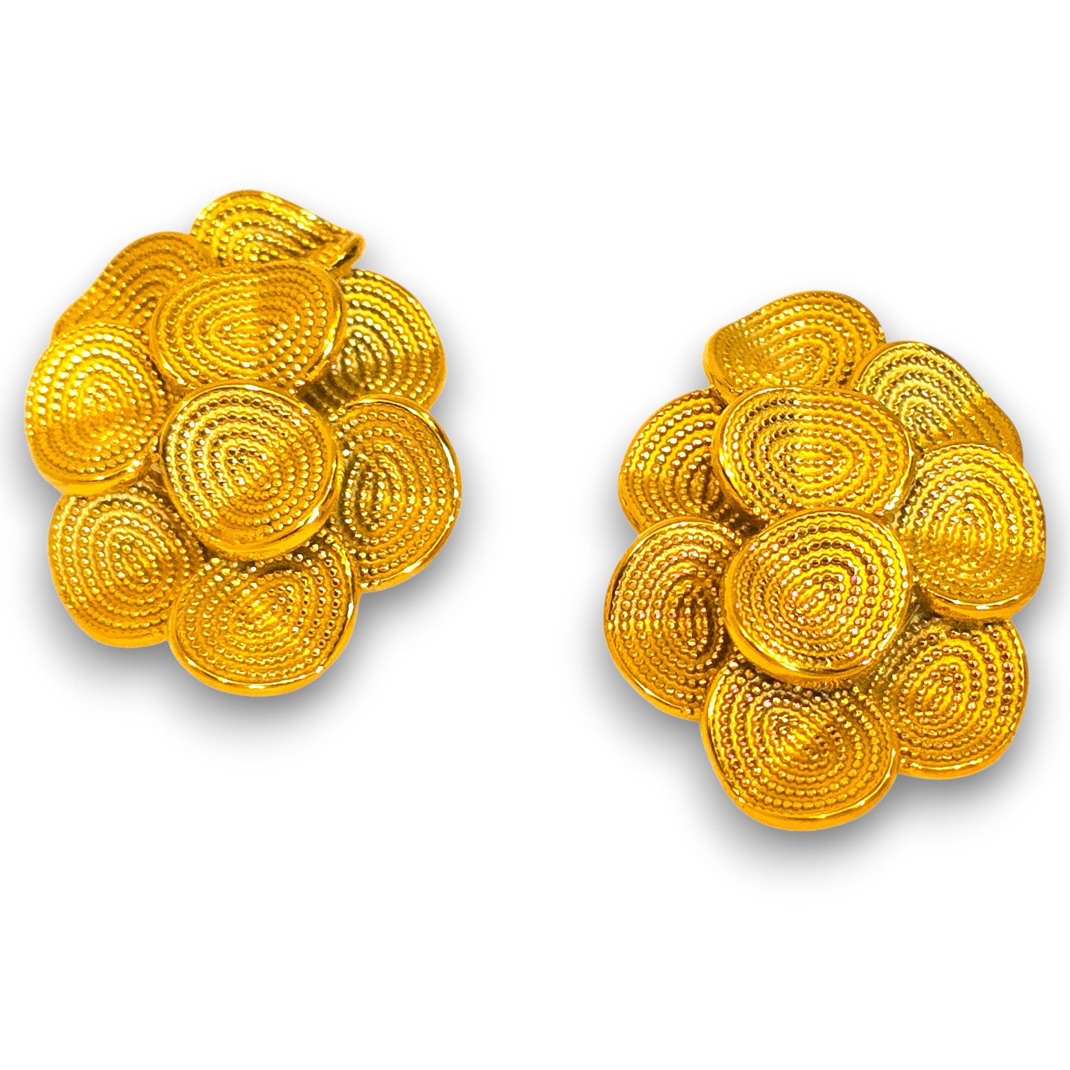 Heritage Bloom Gold Statement Stud Earrings