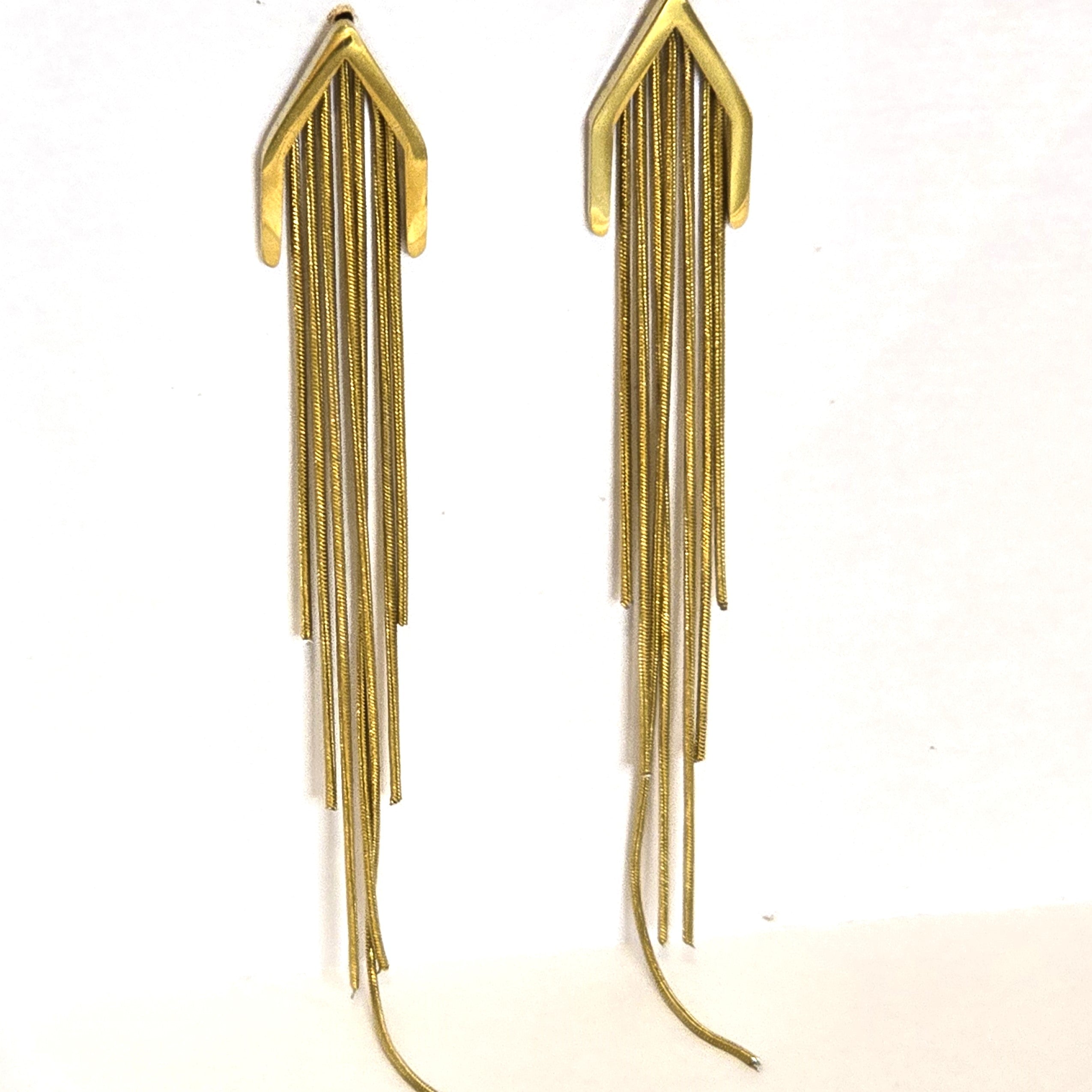 Golden Arrow Tassel Statement Earrings