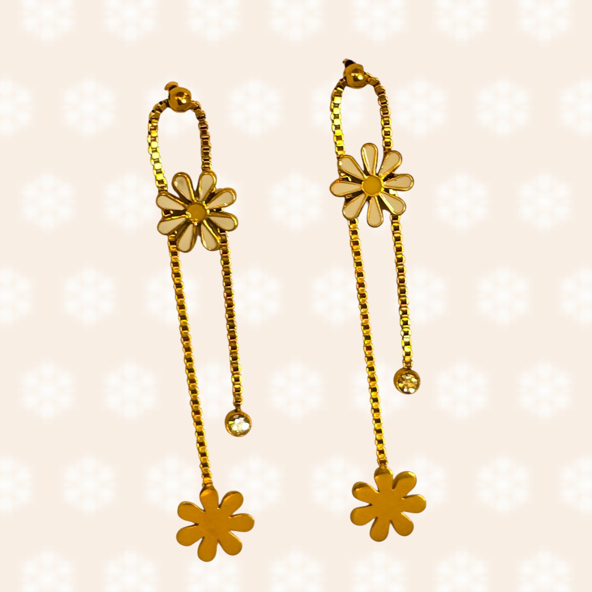Golden Daisy Drop Earrings