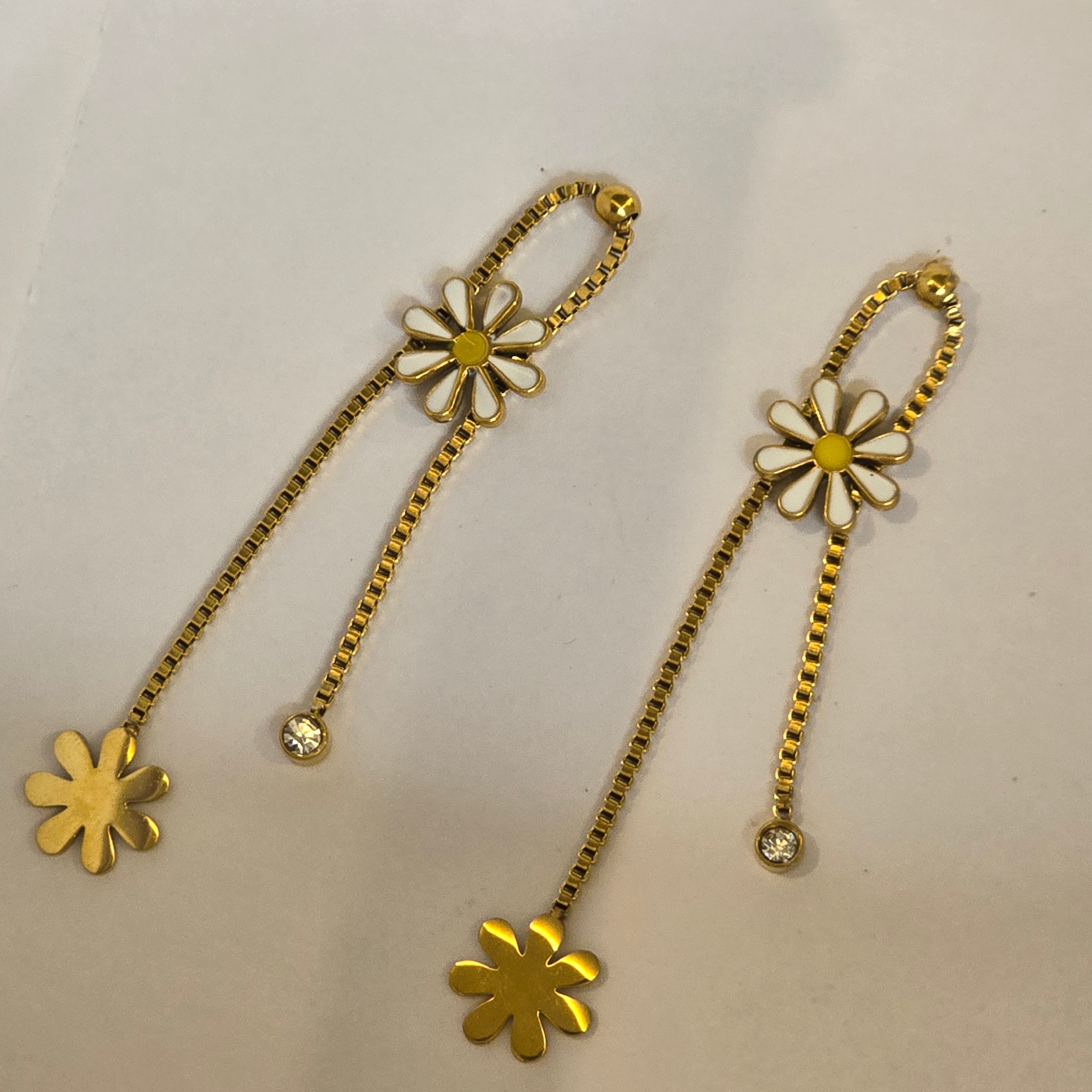 Golden Daisy Drop Earrings