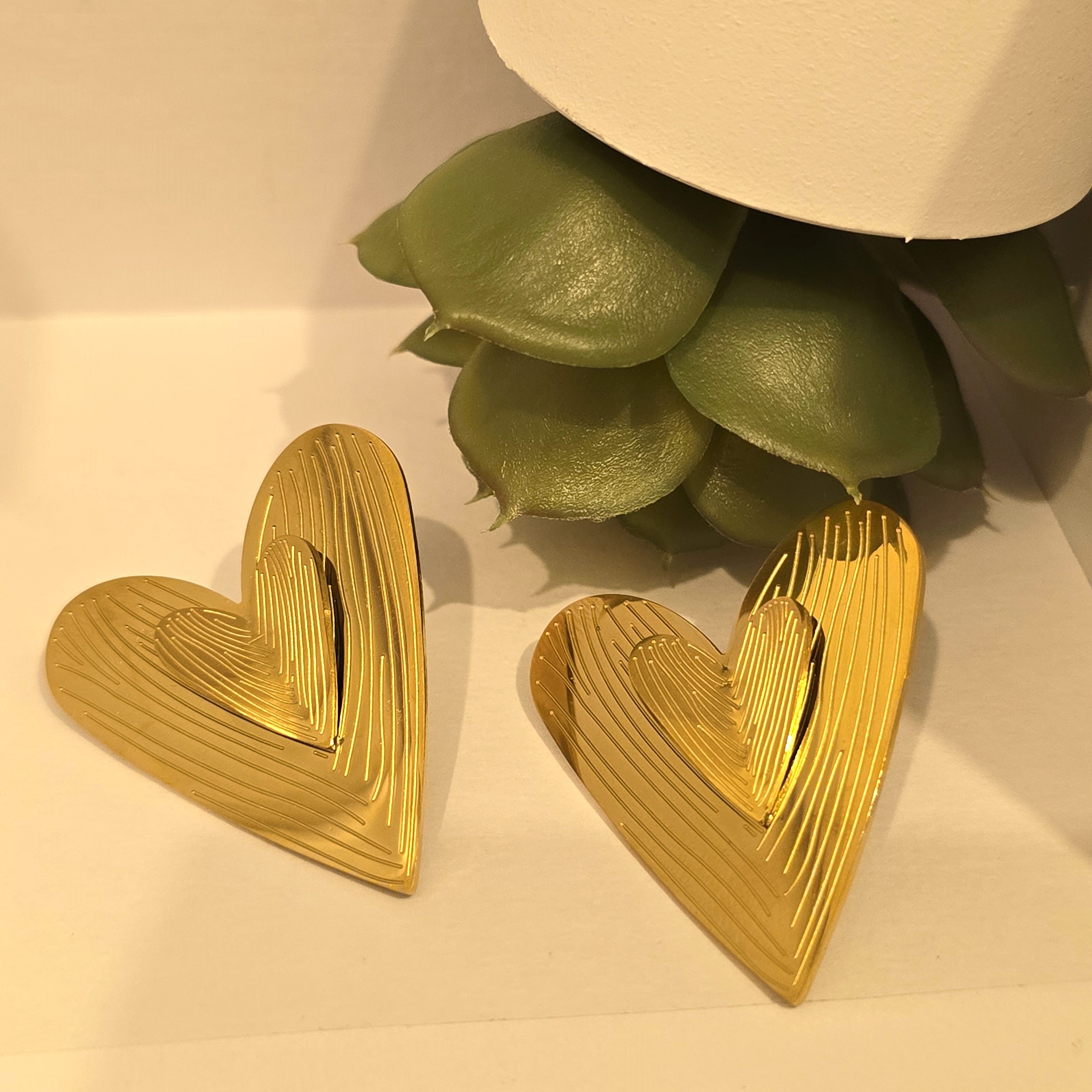 Double Heart Statement Earrings