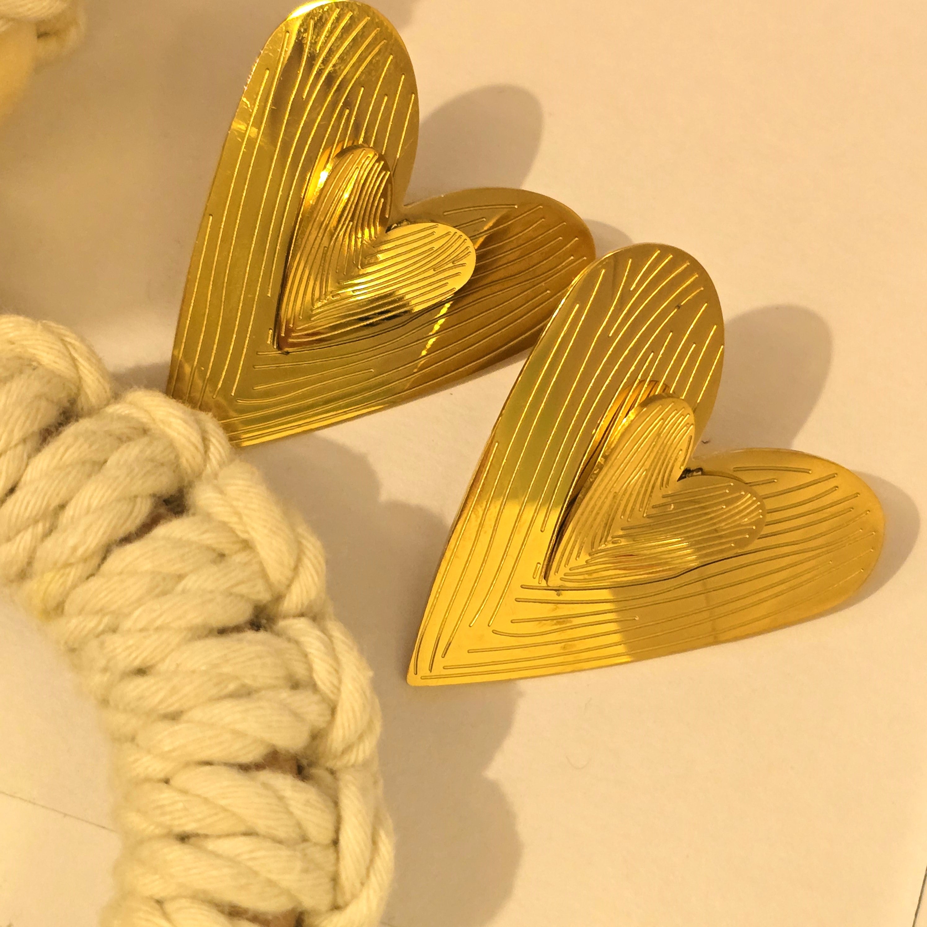 Double Heart Statement Earrings