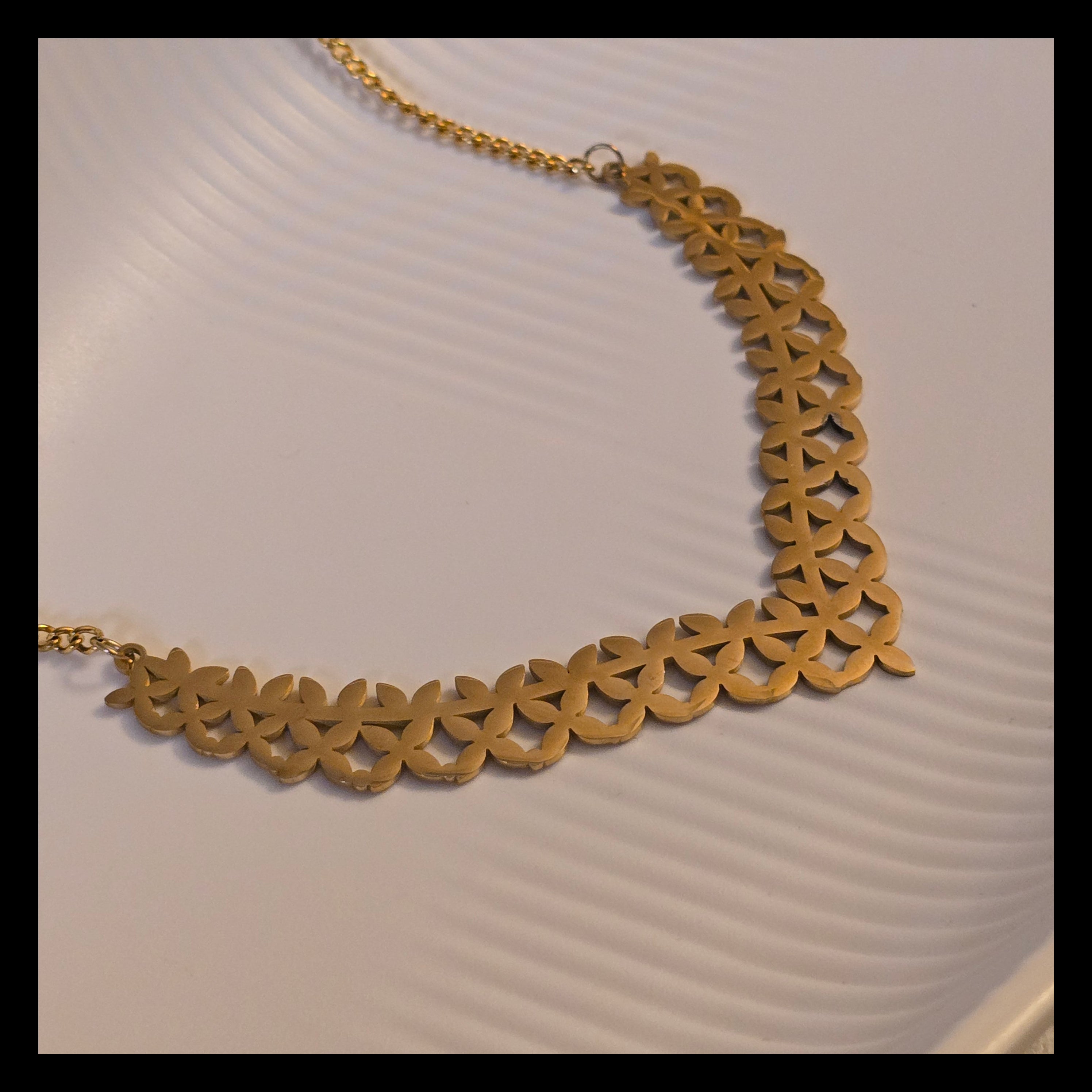Golden Floral Lace Statement Necklace