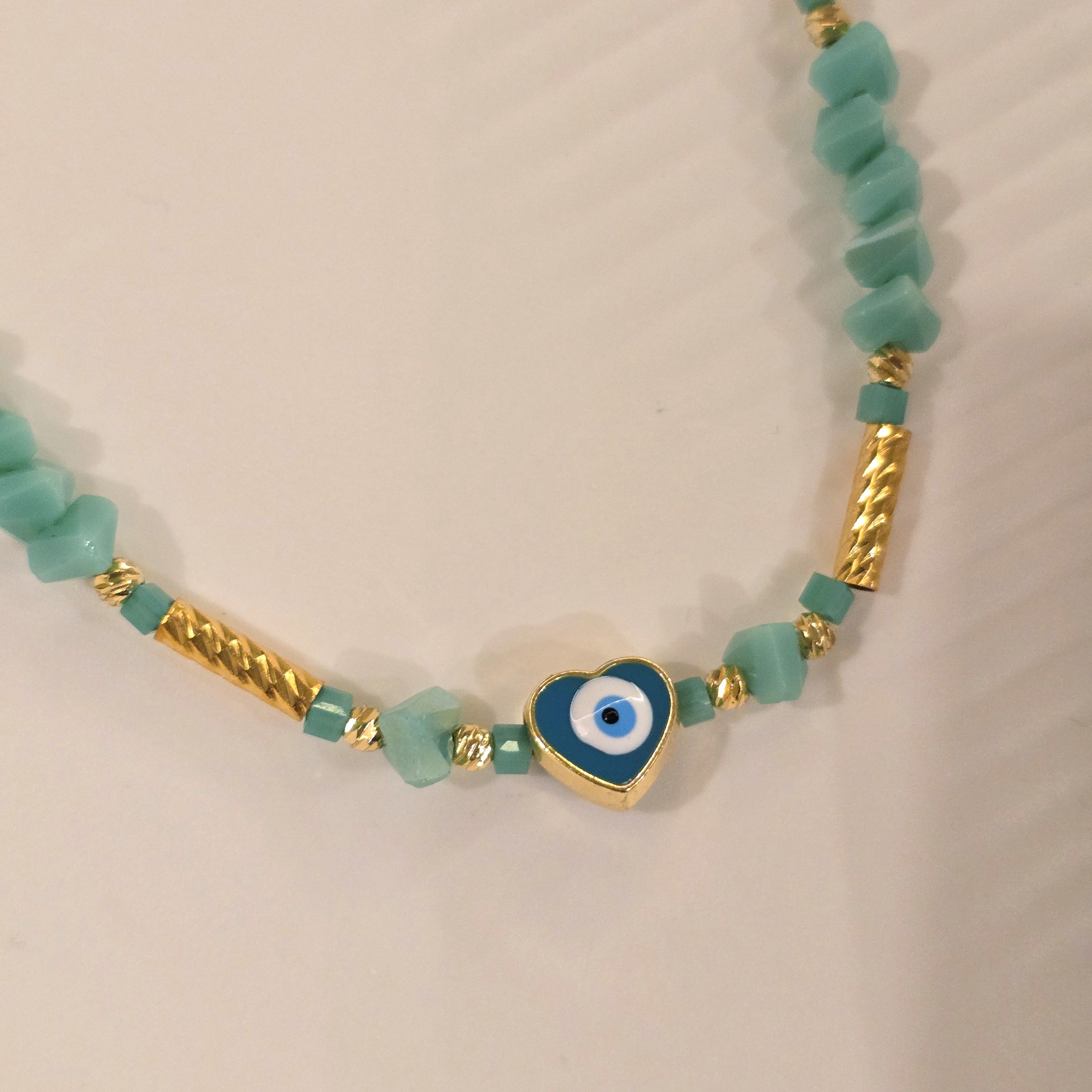 Turkish Nazar Heart Turquoise Necklace