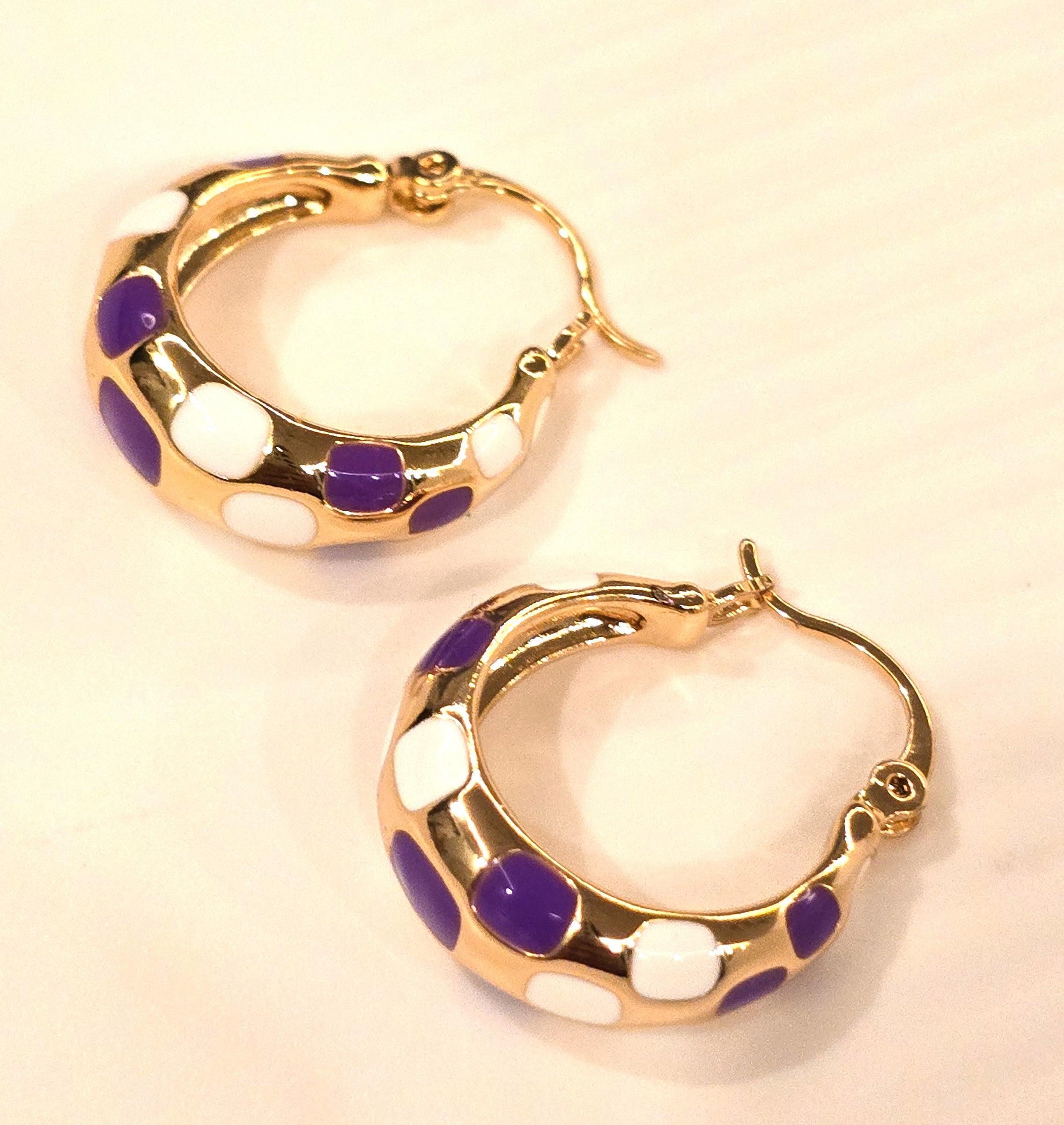Violet Pop Enamel Huggie Hoops