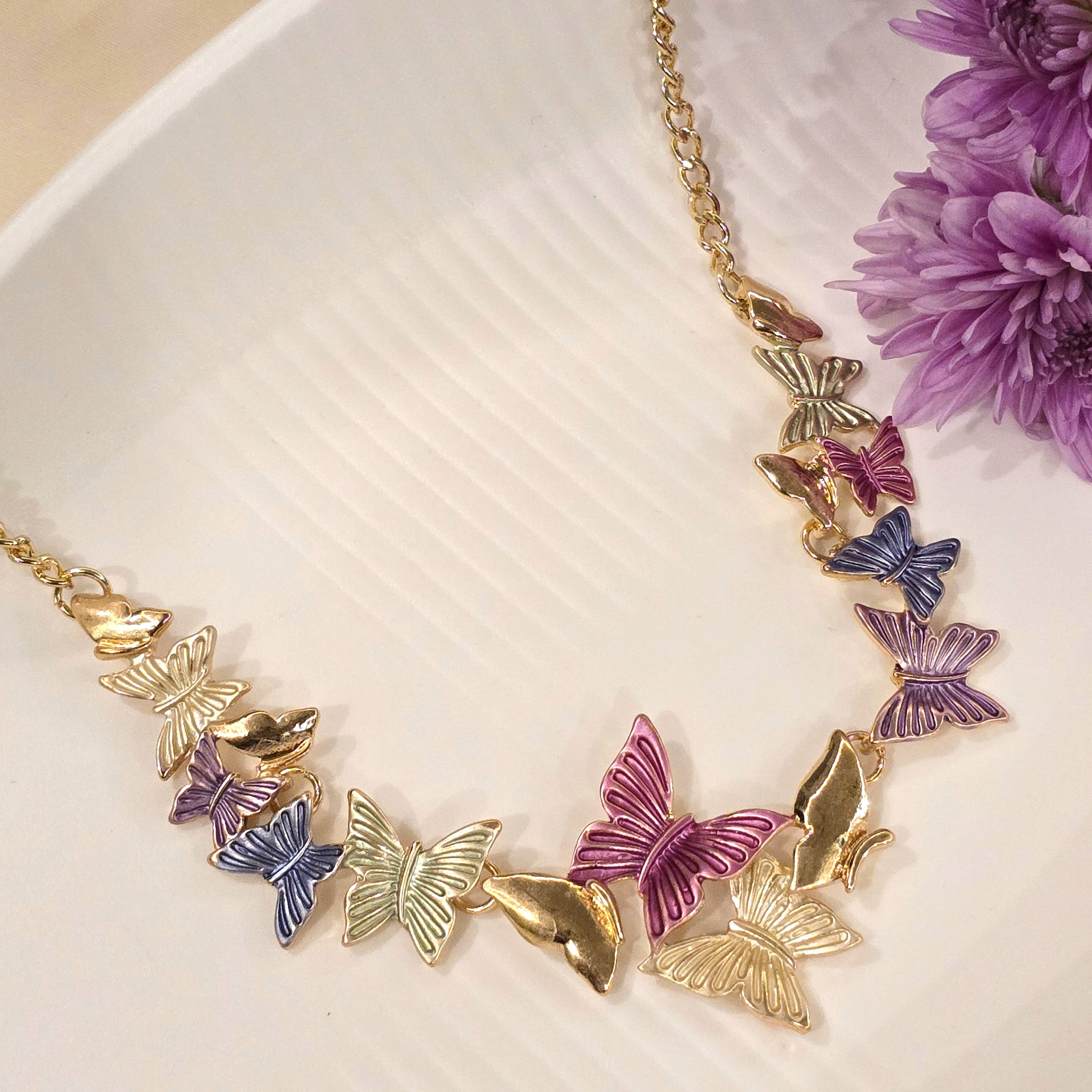 Pastel Butterfly Garden Necklace