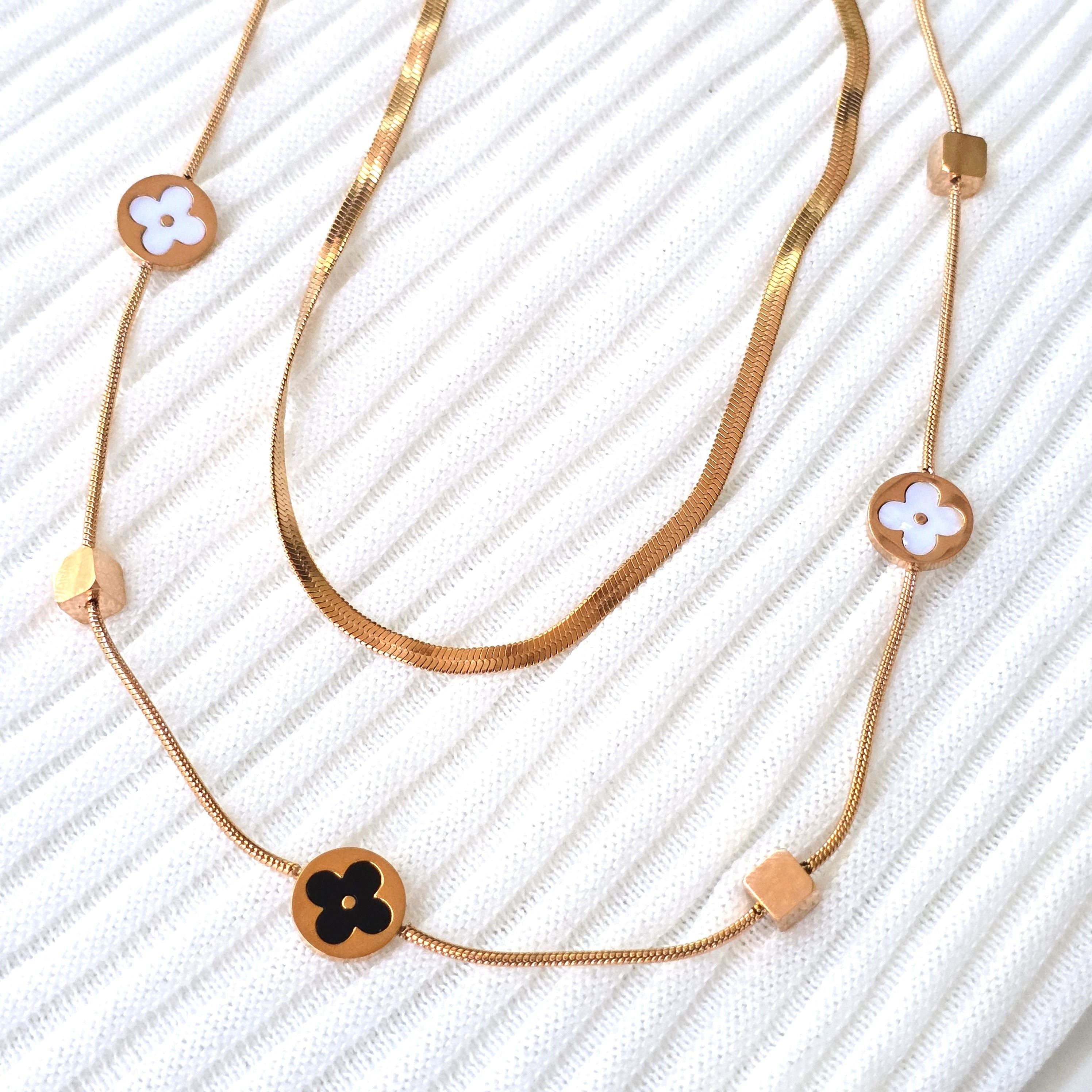 Rose Gold Clover Layered Necklace