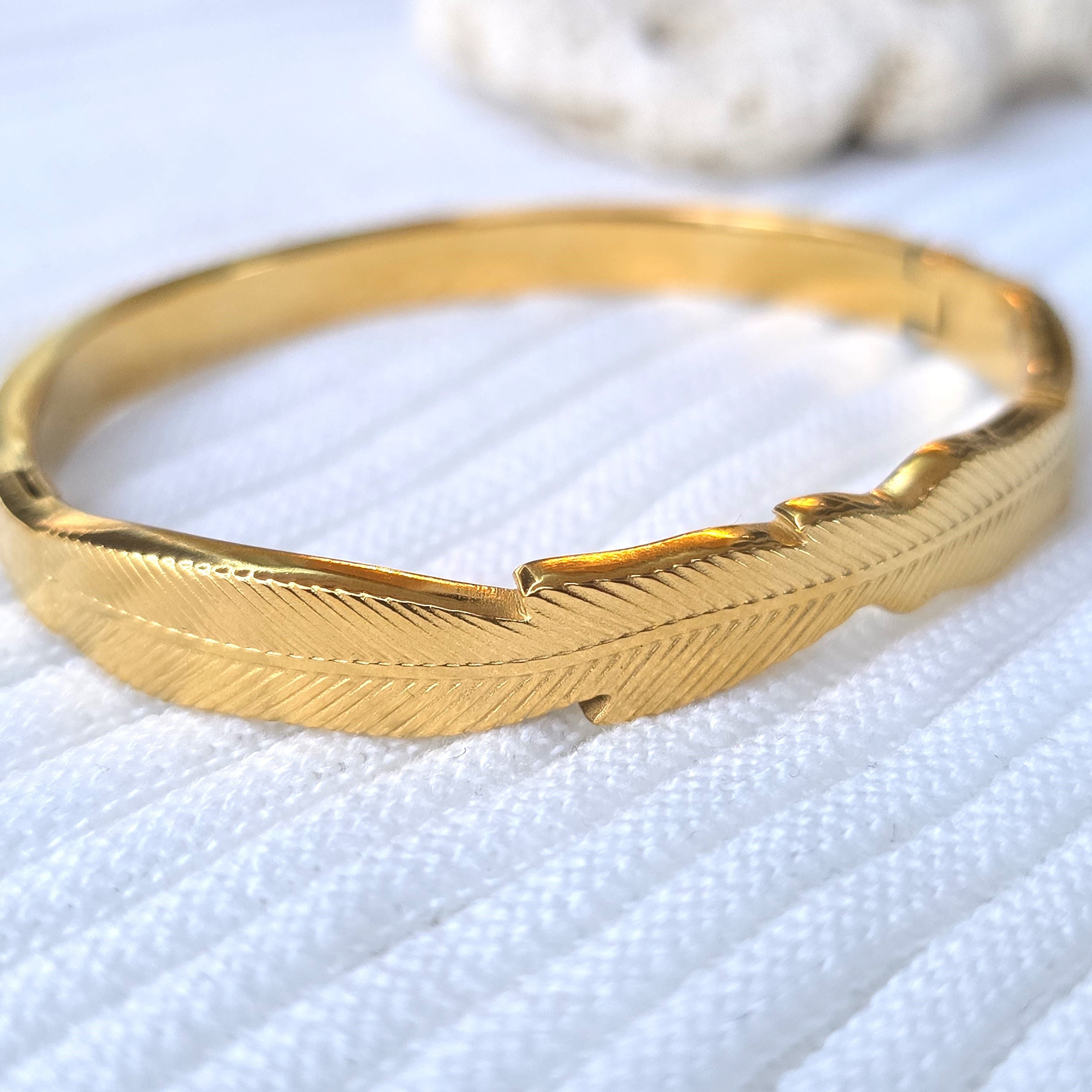 Feather Design Gold Bracelet