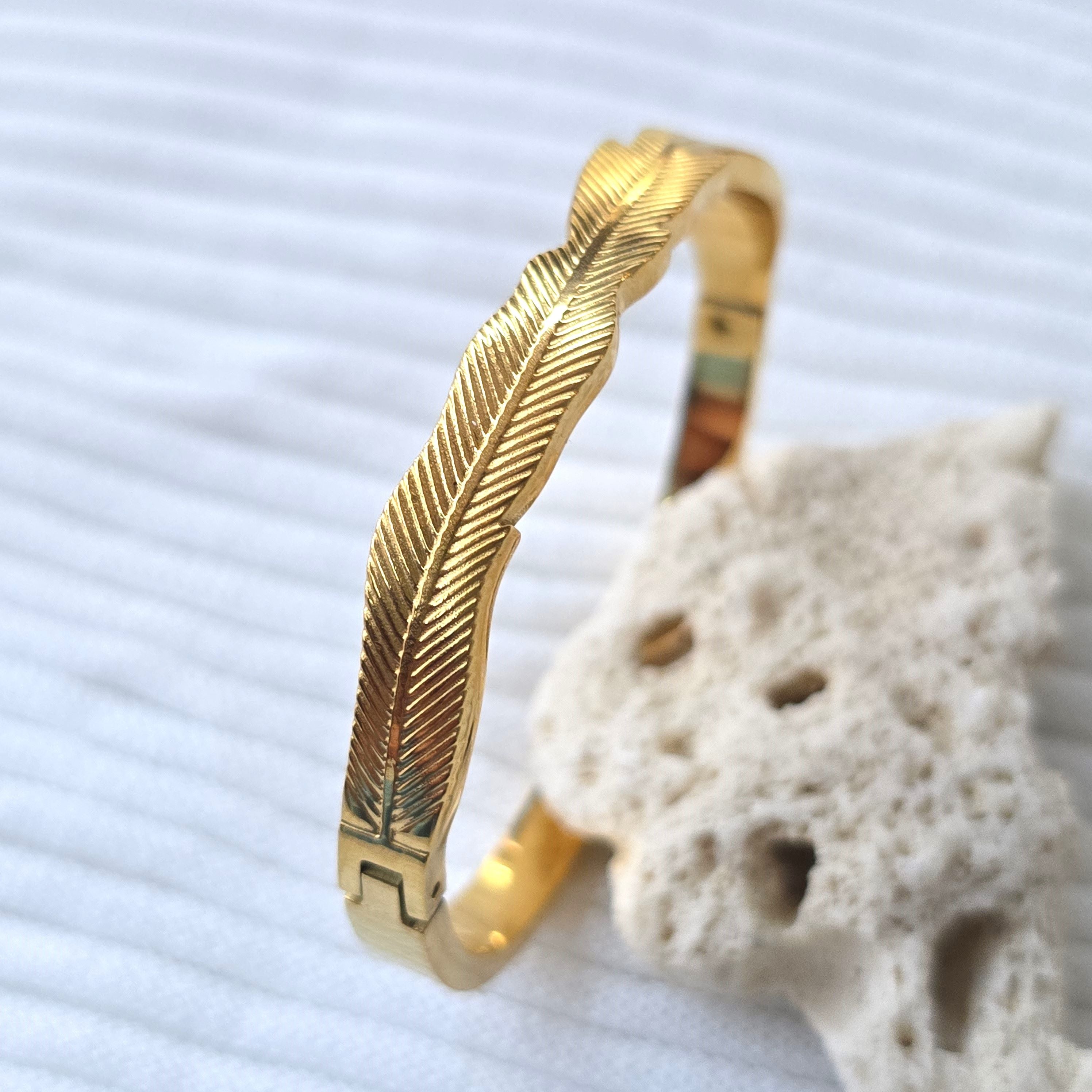 Feather Design Gold Bracelet