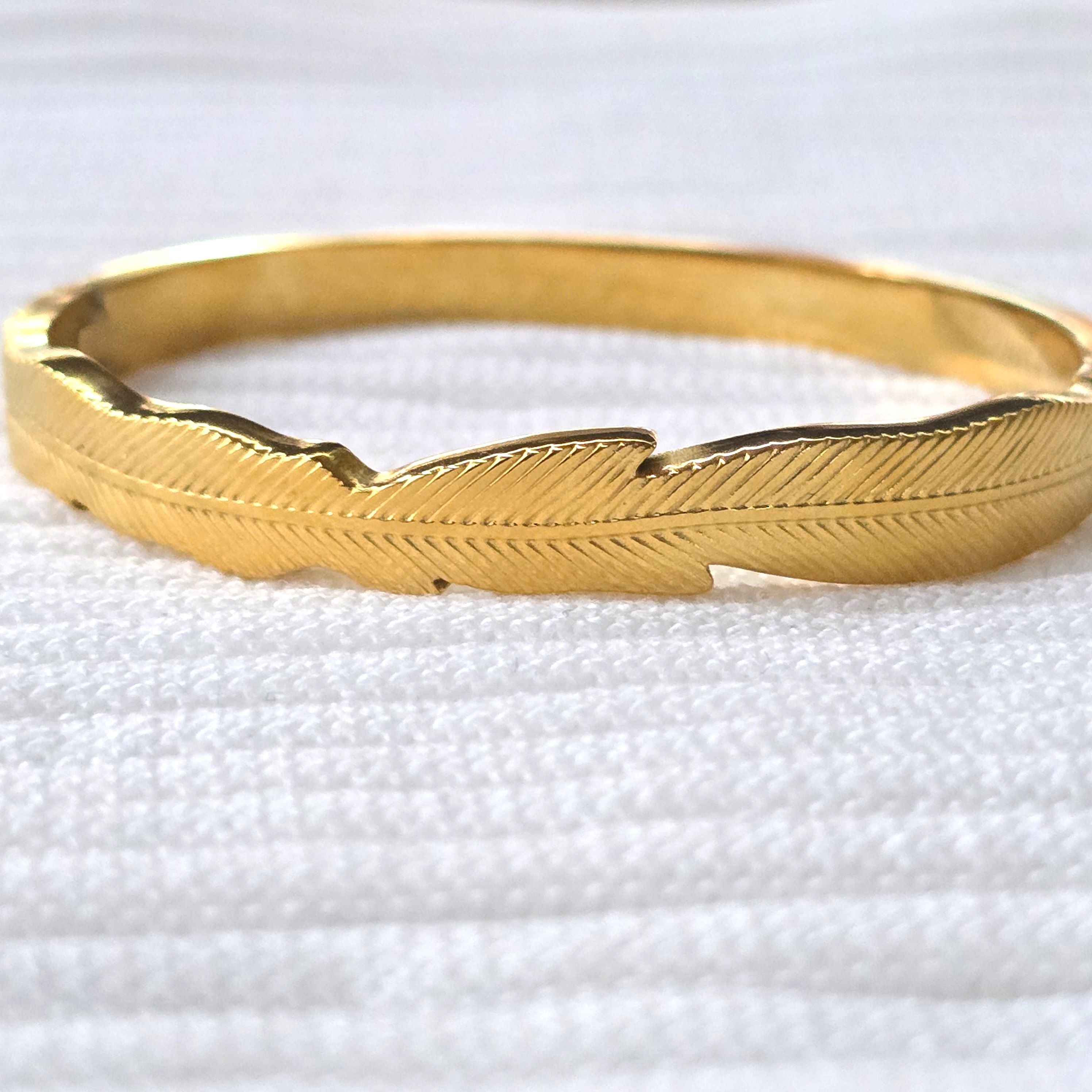 Feather Design Gold Bracelet