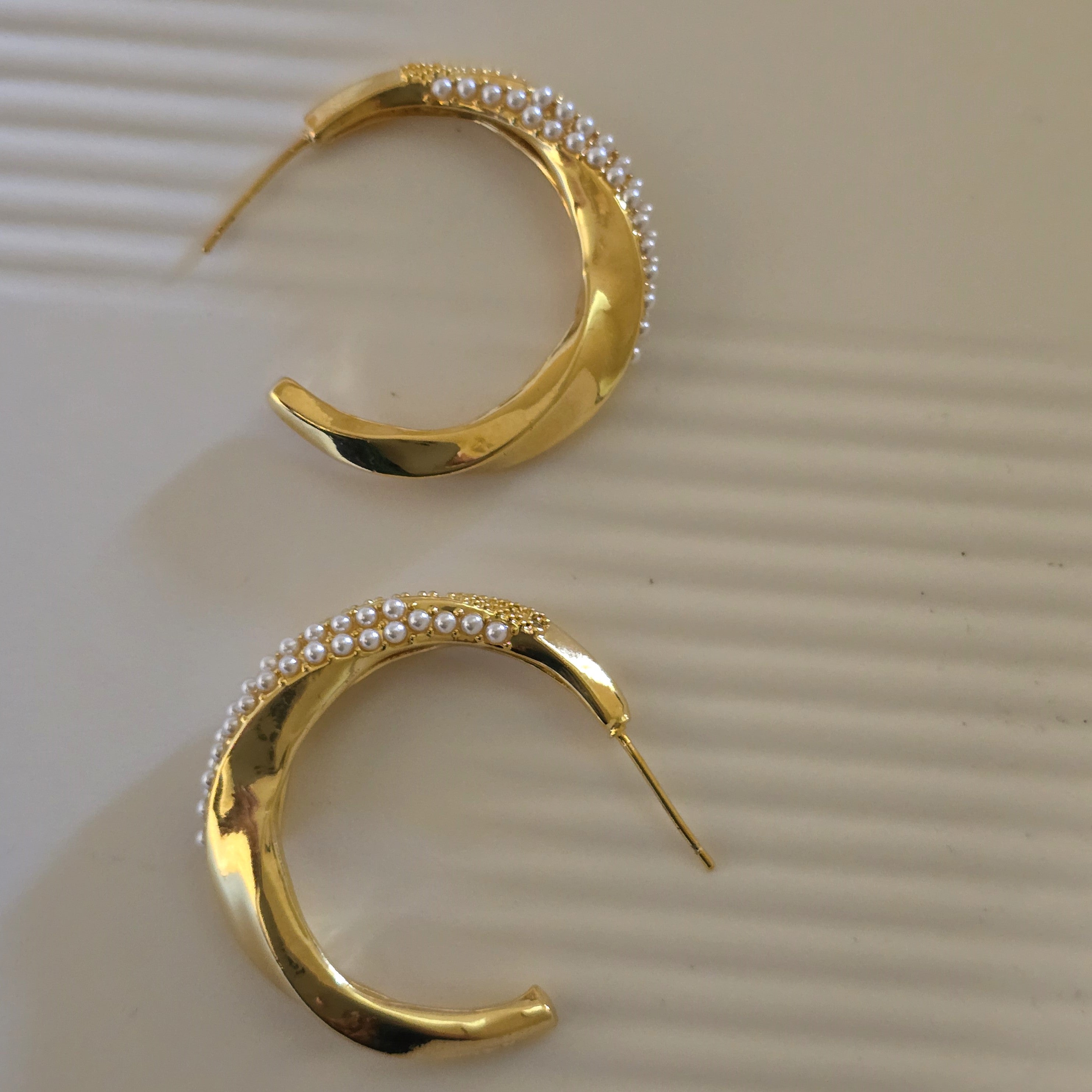 Pearl Luxe Half Hoop Earrings