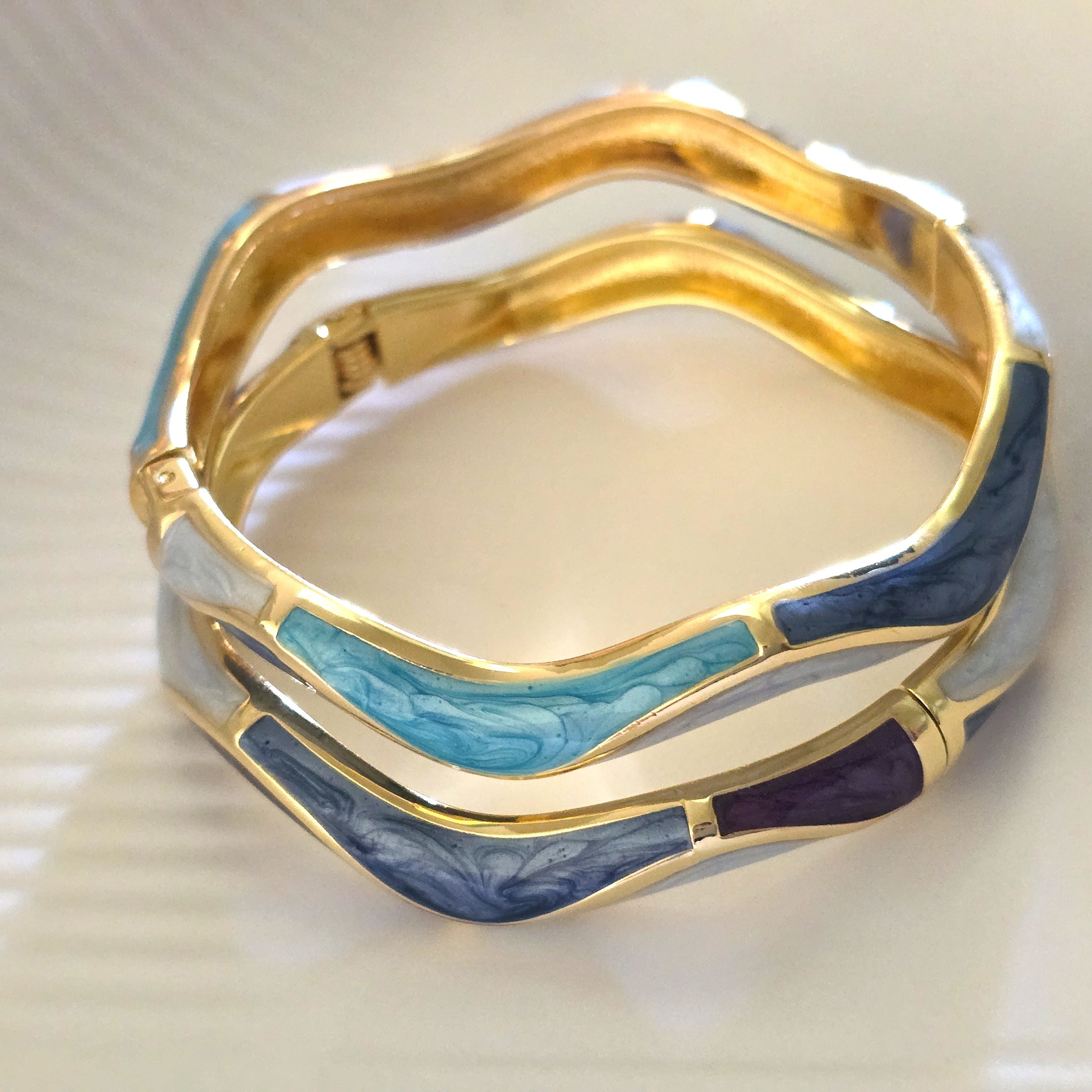 Wave Enamel Bangles (Set of 2)