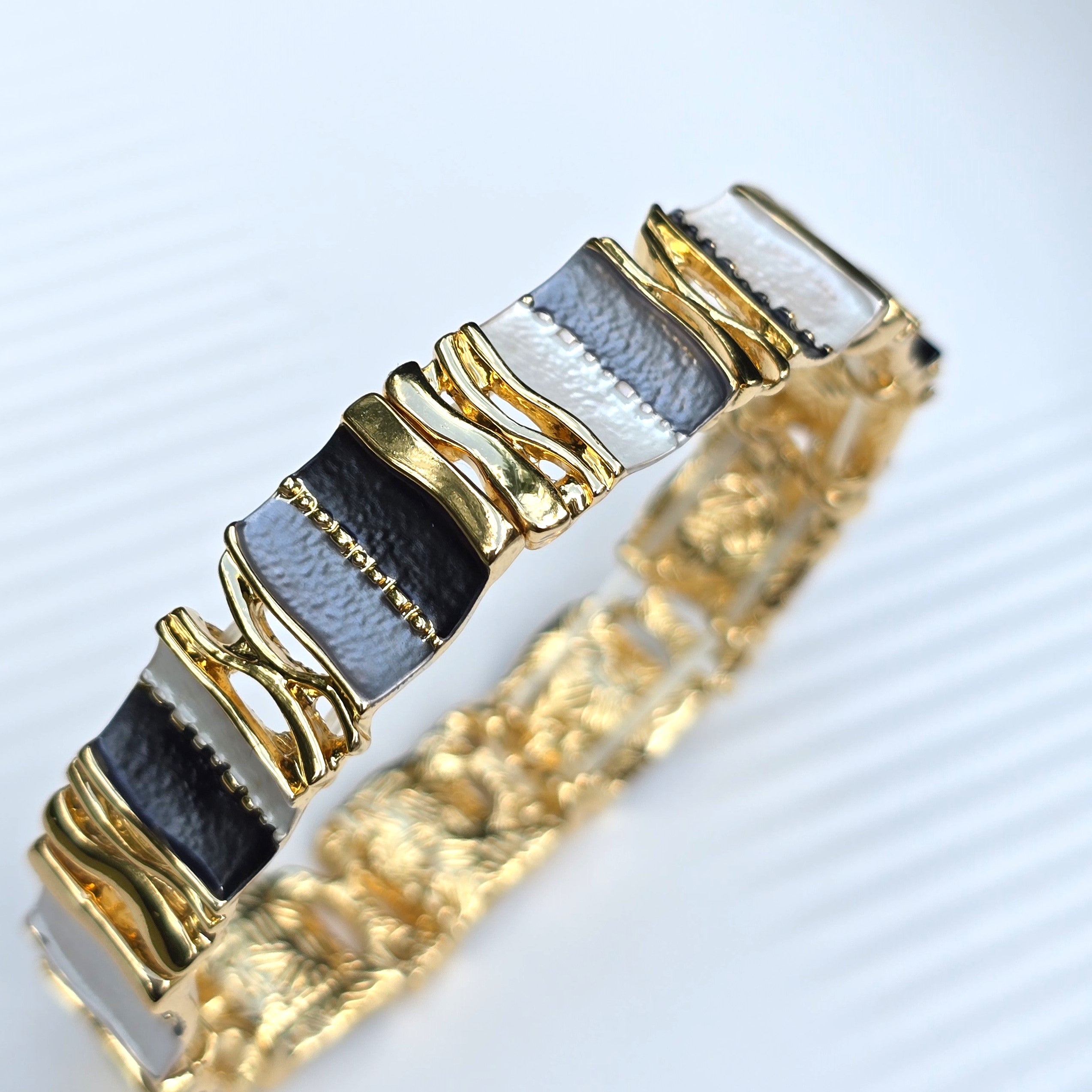 Monochrome Mosaic Stretch Bracelet