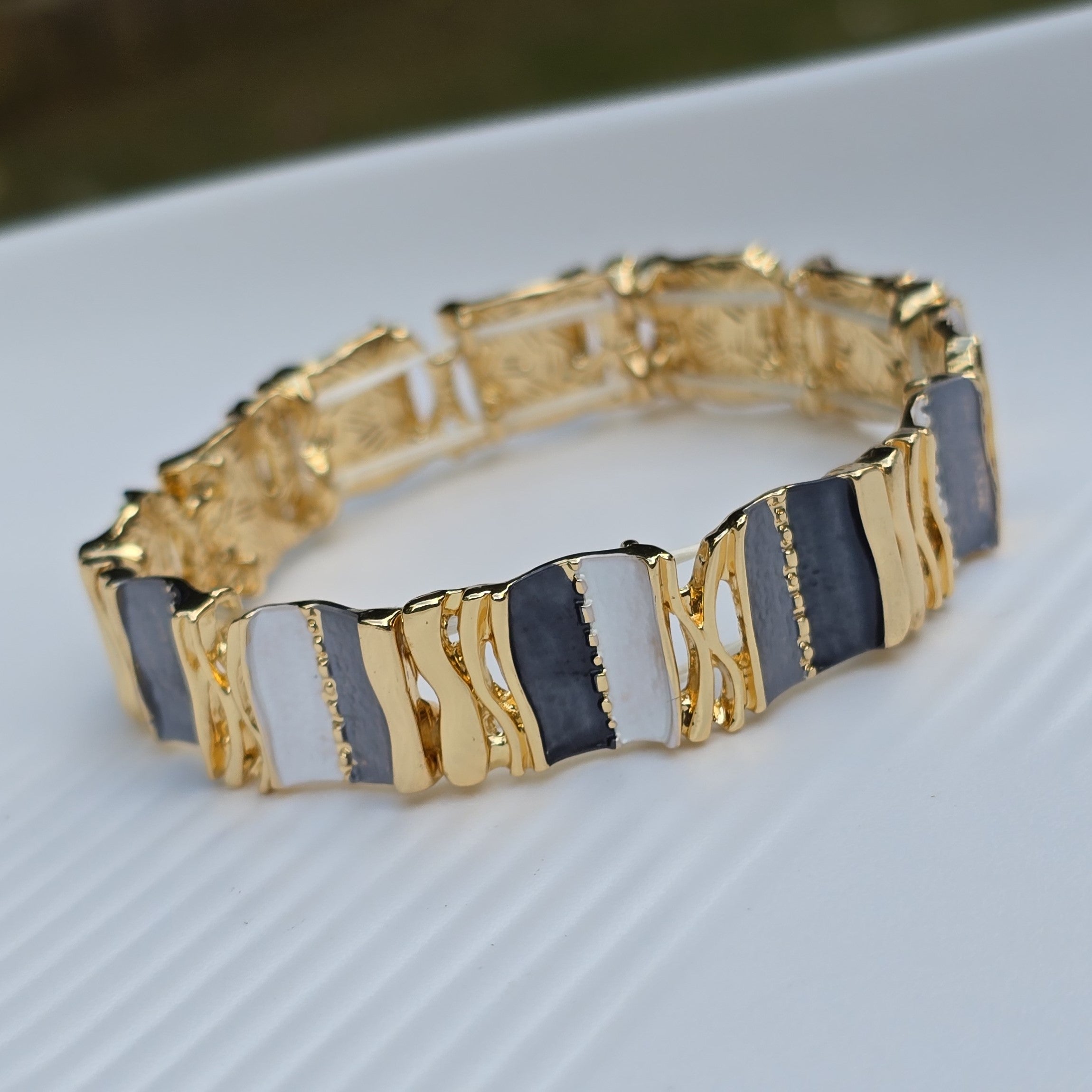 Monochrome Mosaic Stretch Bracelet