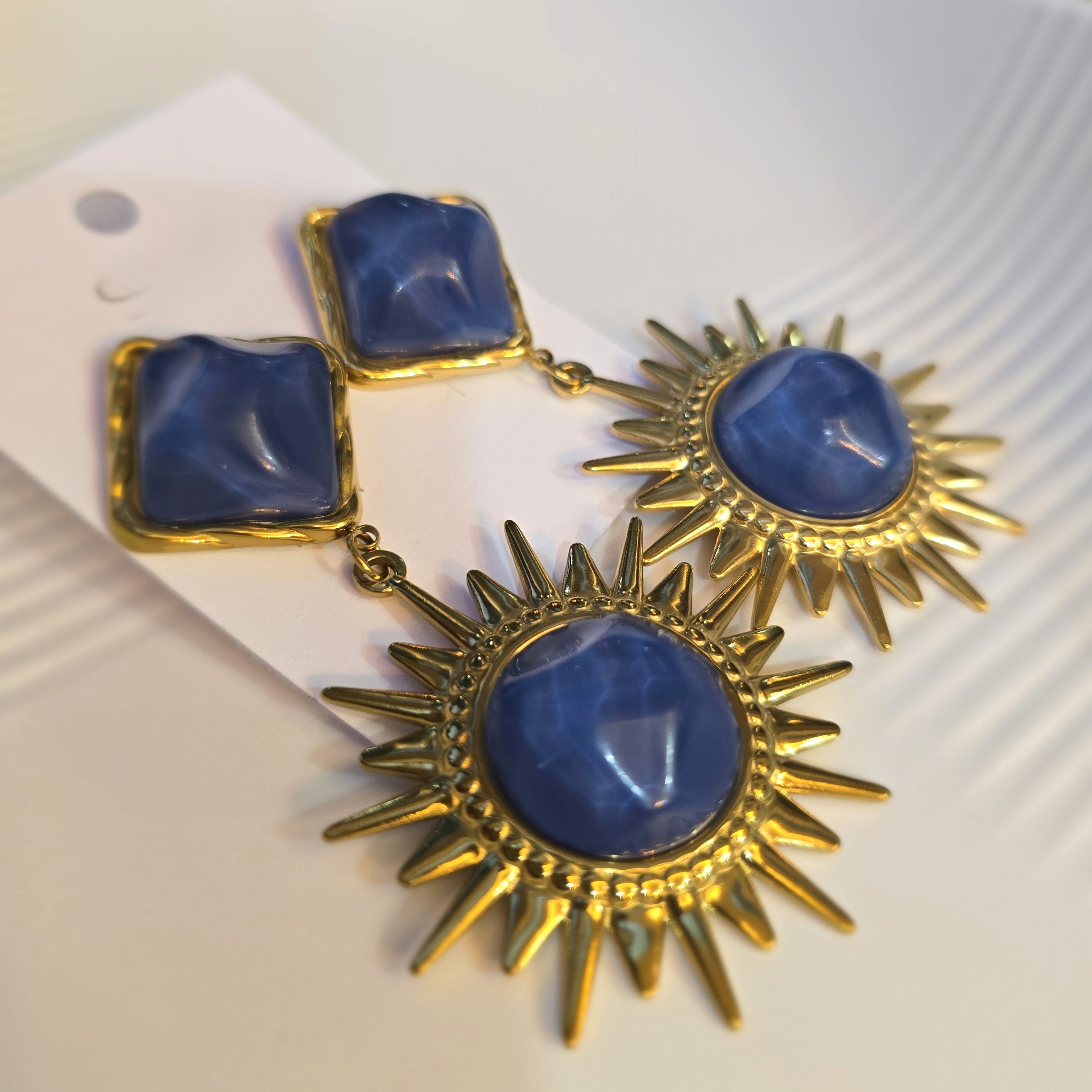 Blue Halo Statement Earrings