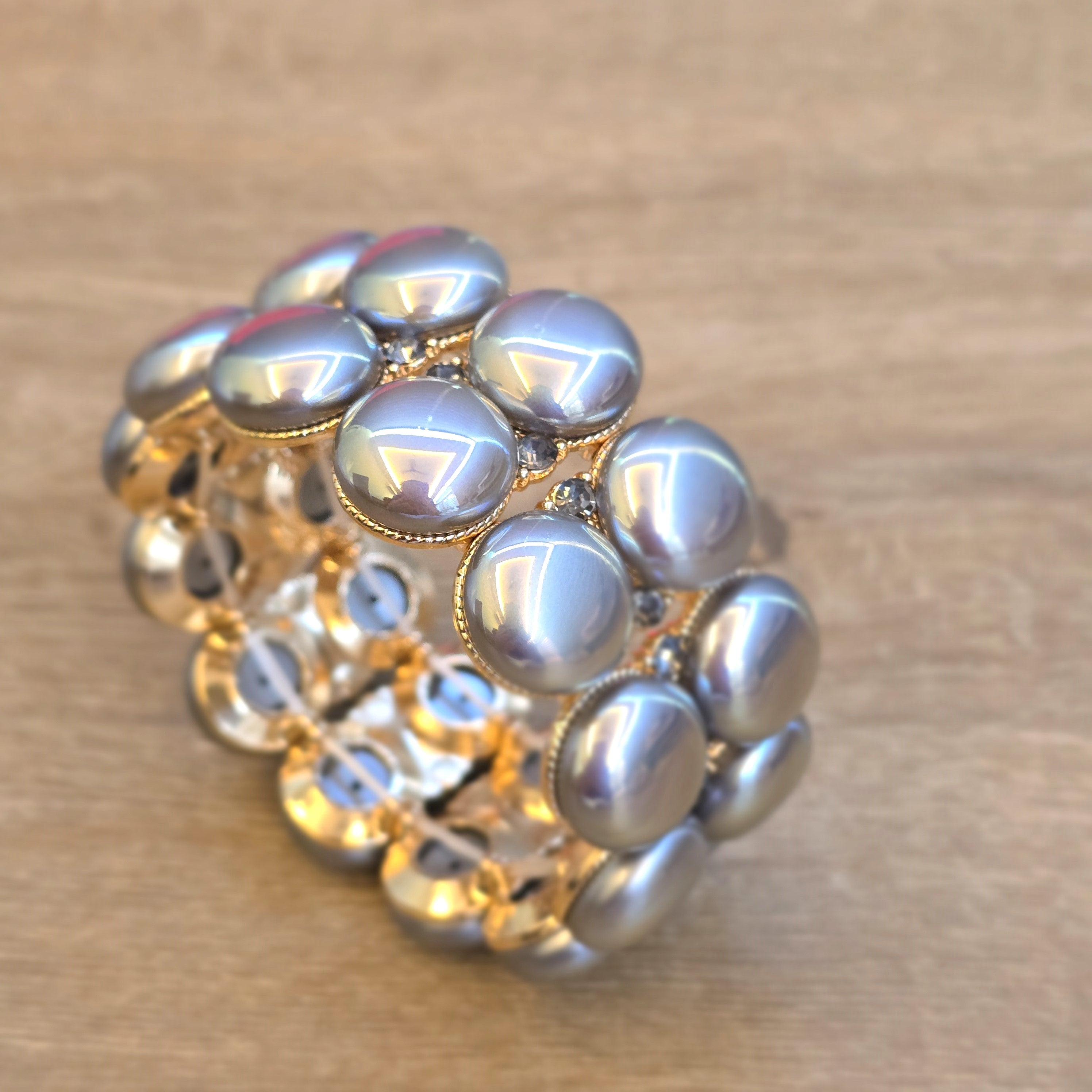 Silver-Tone & Gold Stretchable Statement Bracelet
