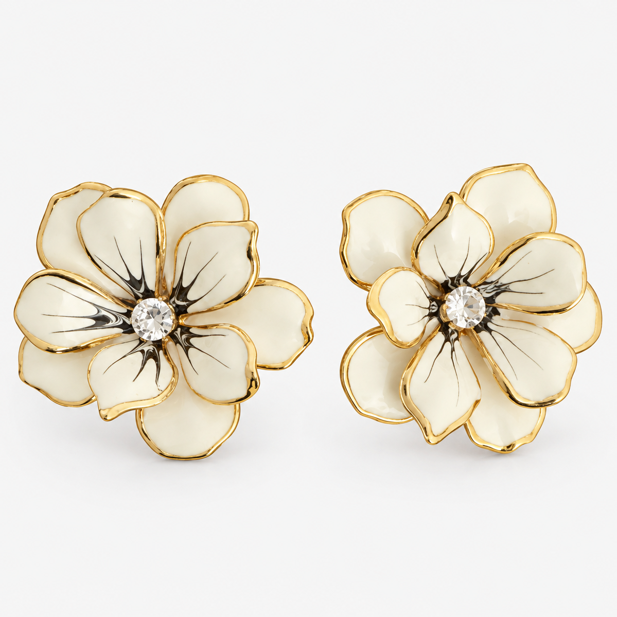 Ivory Floral Bloom Stud Earrings