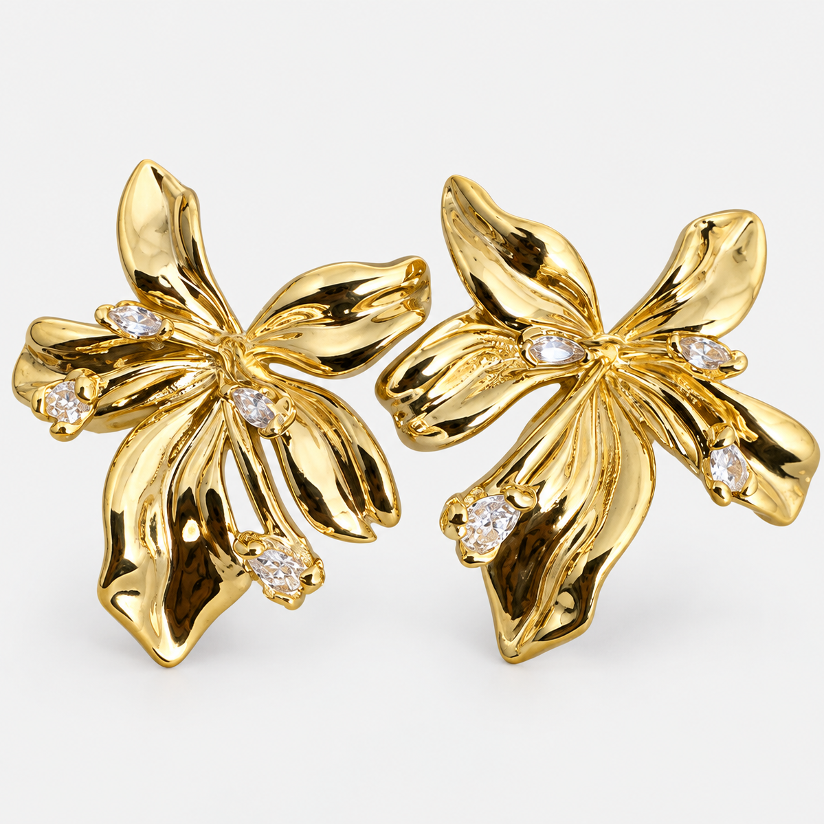 Gold Flower Stud Earrings