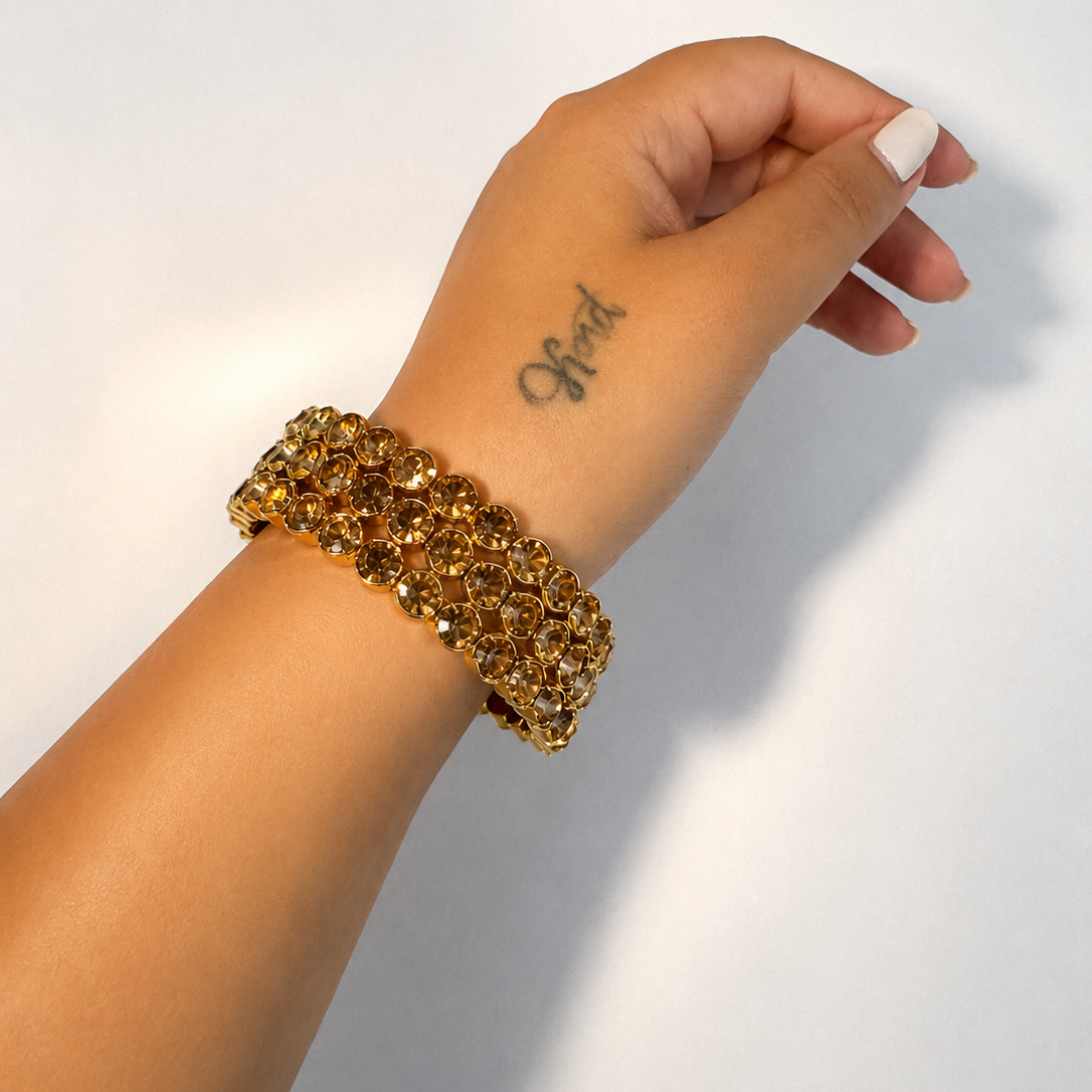 luxury bracelet, crystal bracelet, gold bracelet, women bracelet, statement bracelet, party wear jewellery, wedding bracelet, elegant bracelet, fashion jewellery, premium bracelet, sparkling bracelet, gold tone jewellery, crystal jewellery, festive jewellery, designer bracelet, stylish bracelet, women accessories, glamorous jewellery, trendy bracelet, DKANE Designs
