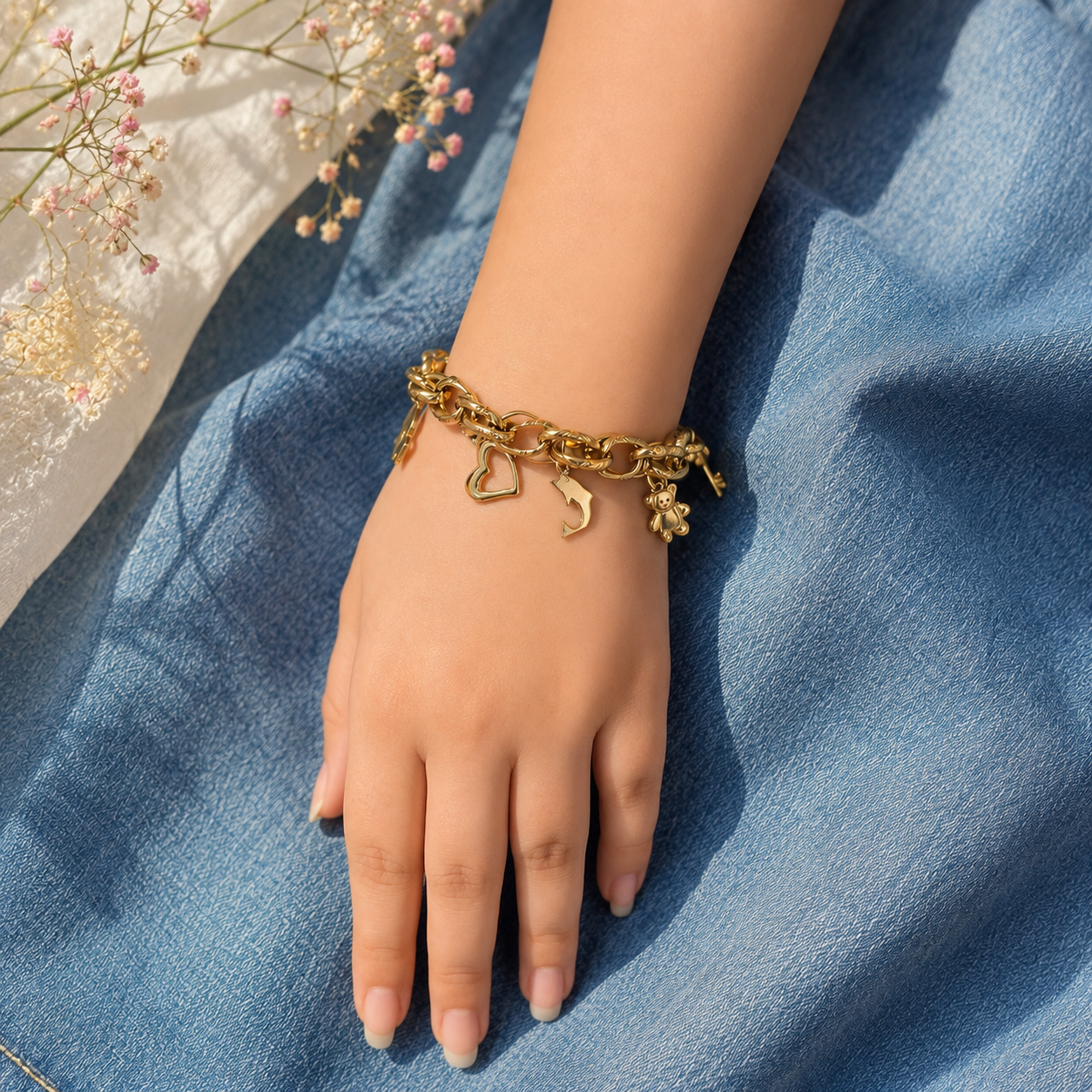 Golden Charm Story Bracelet