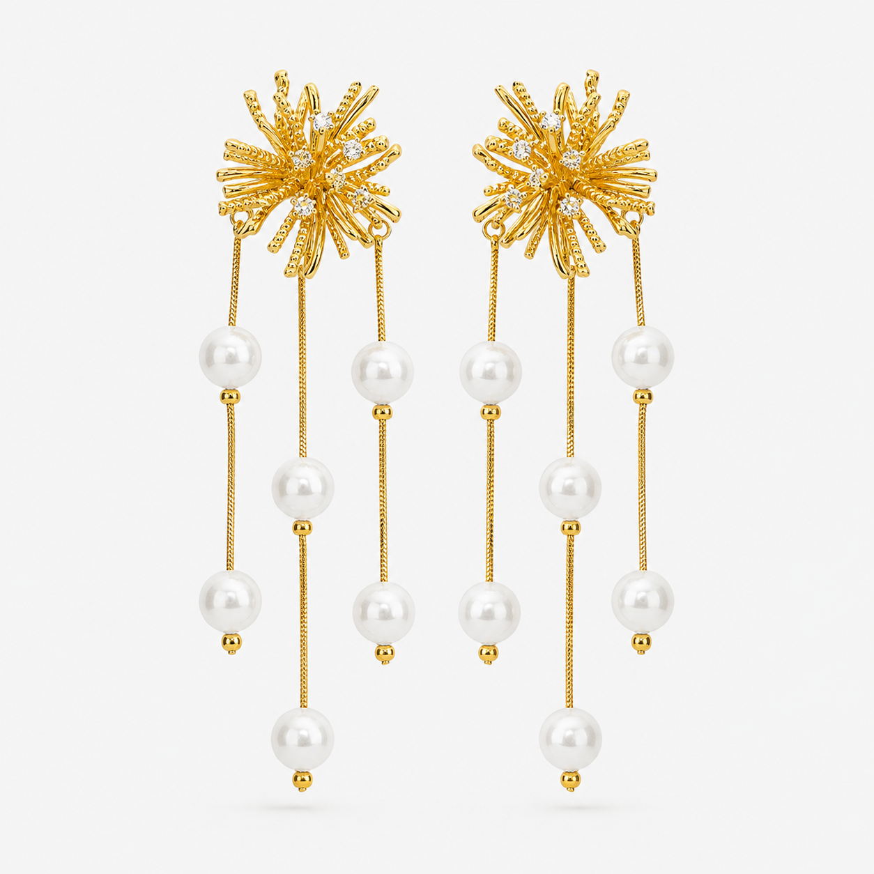 Starburst Pearl Drop Earrings