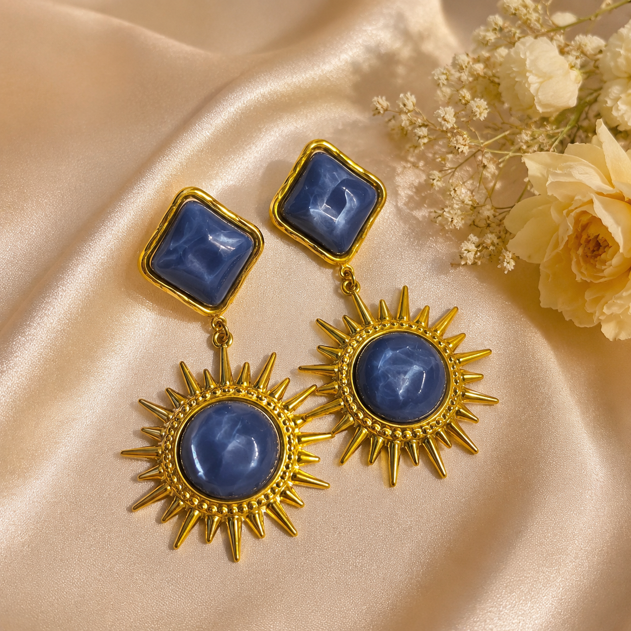 Blue Halo Statement Earrings