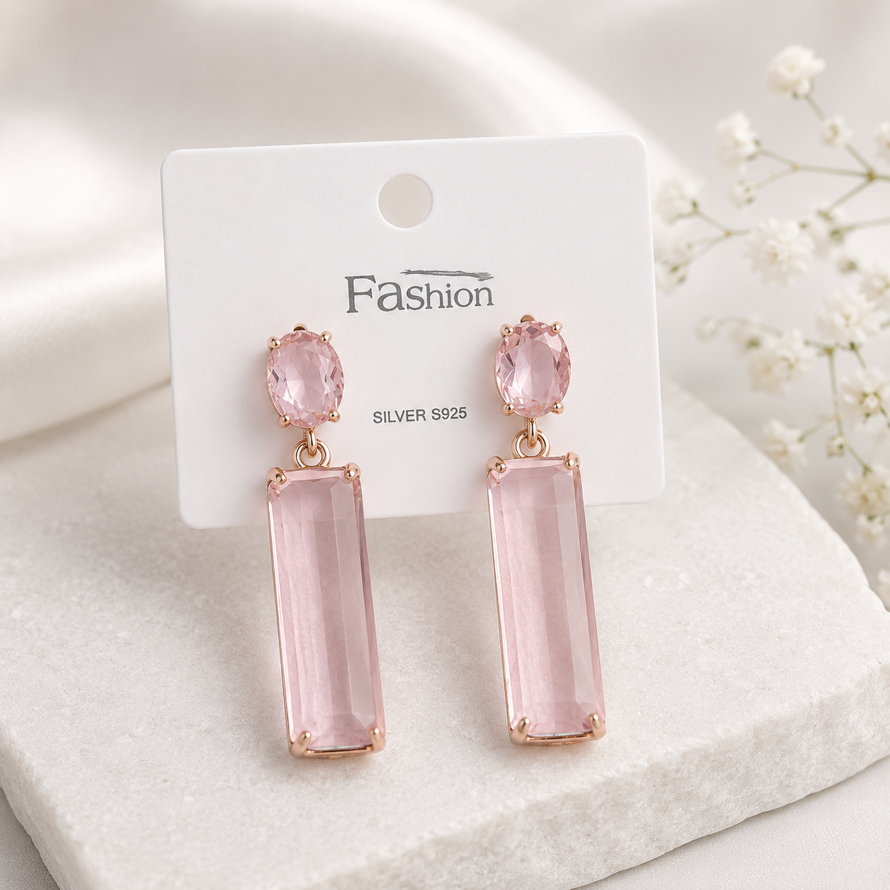 Rosé Crystal Luxe Drop Earrings