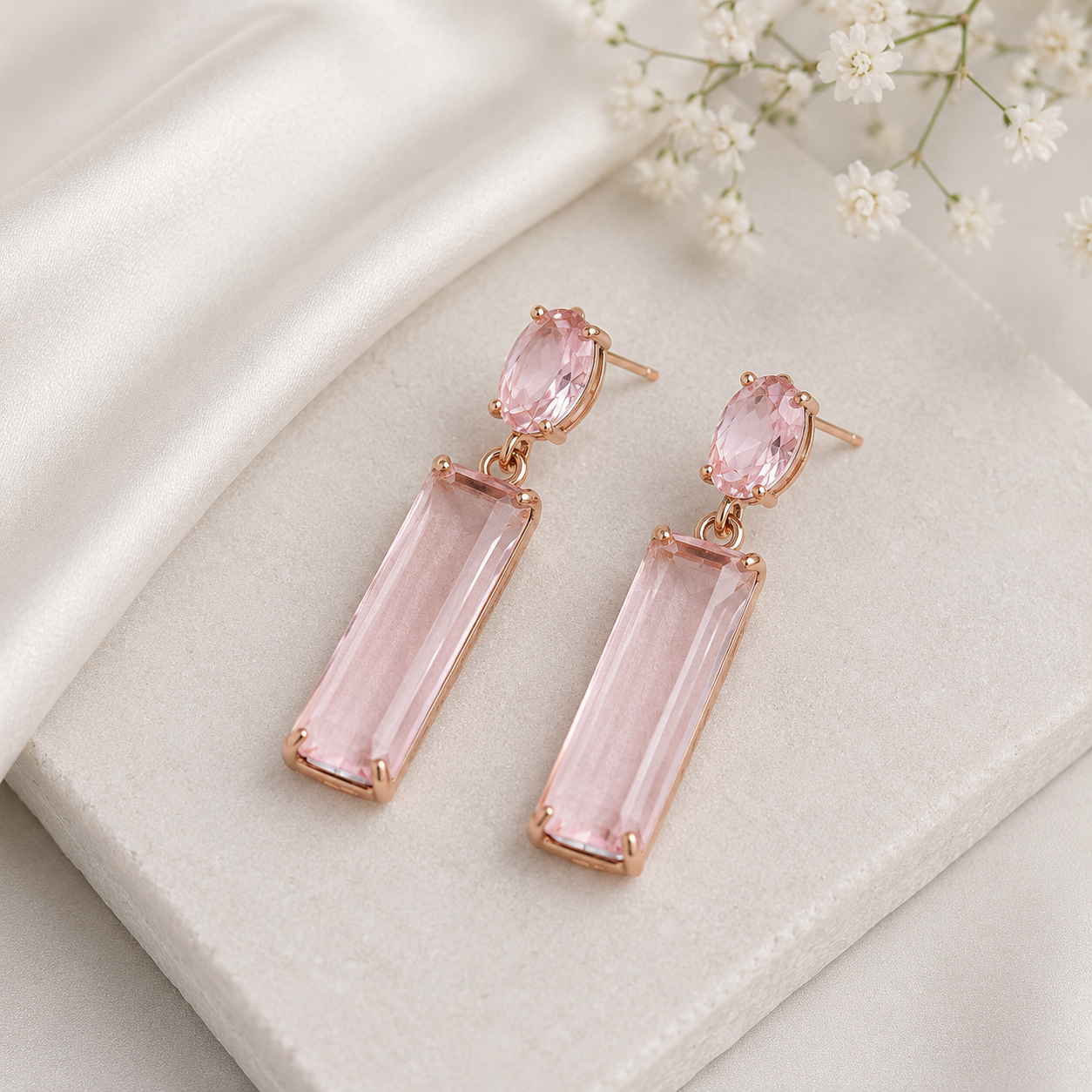 Rosé Crystal Luxe Drop Earrings