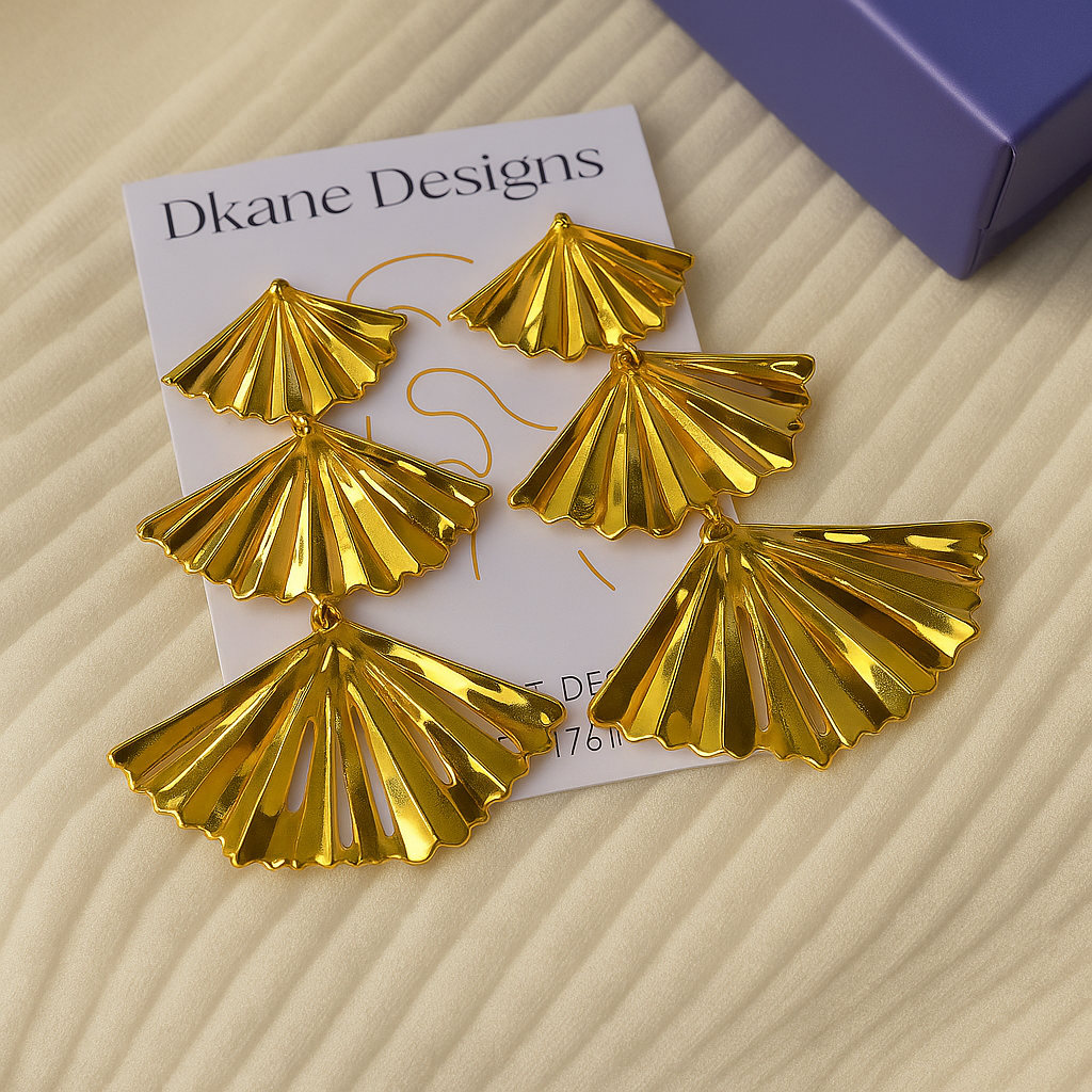 Gold Foil Fan Shaped Earrings