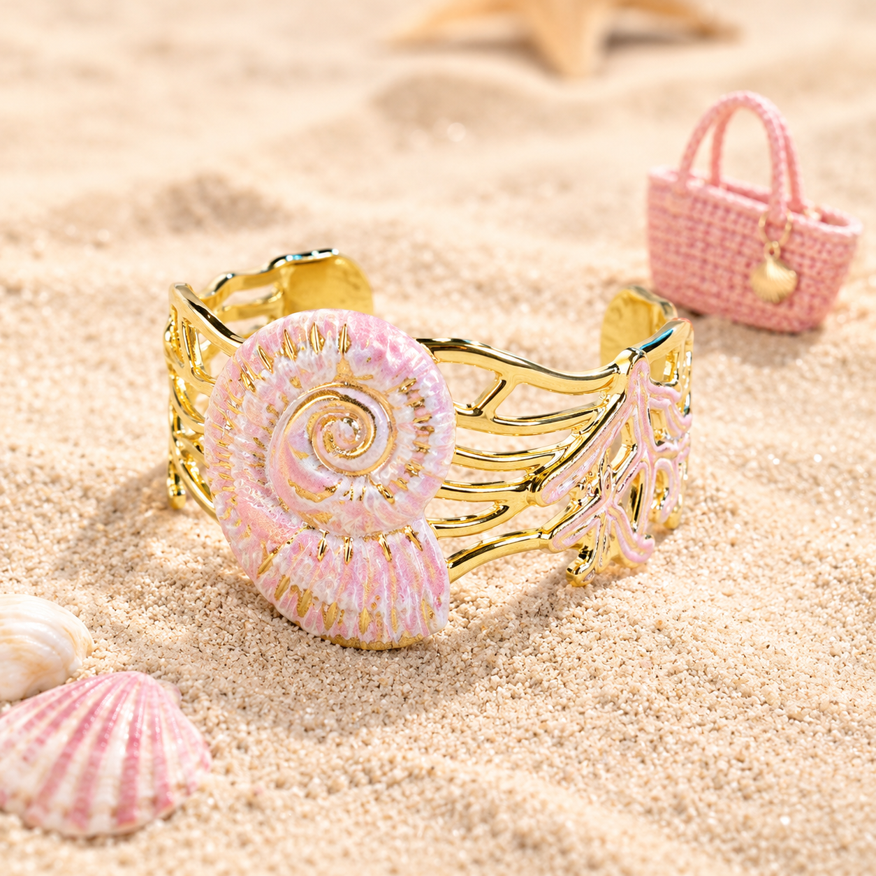 Seashell Spiral Pink Bracelet