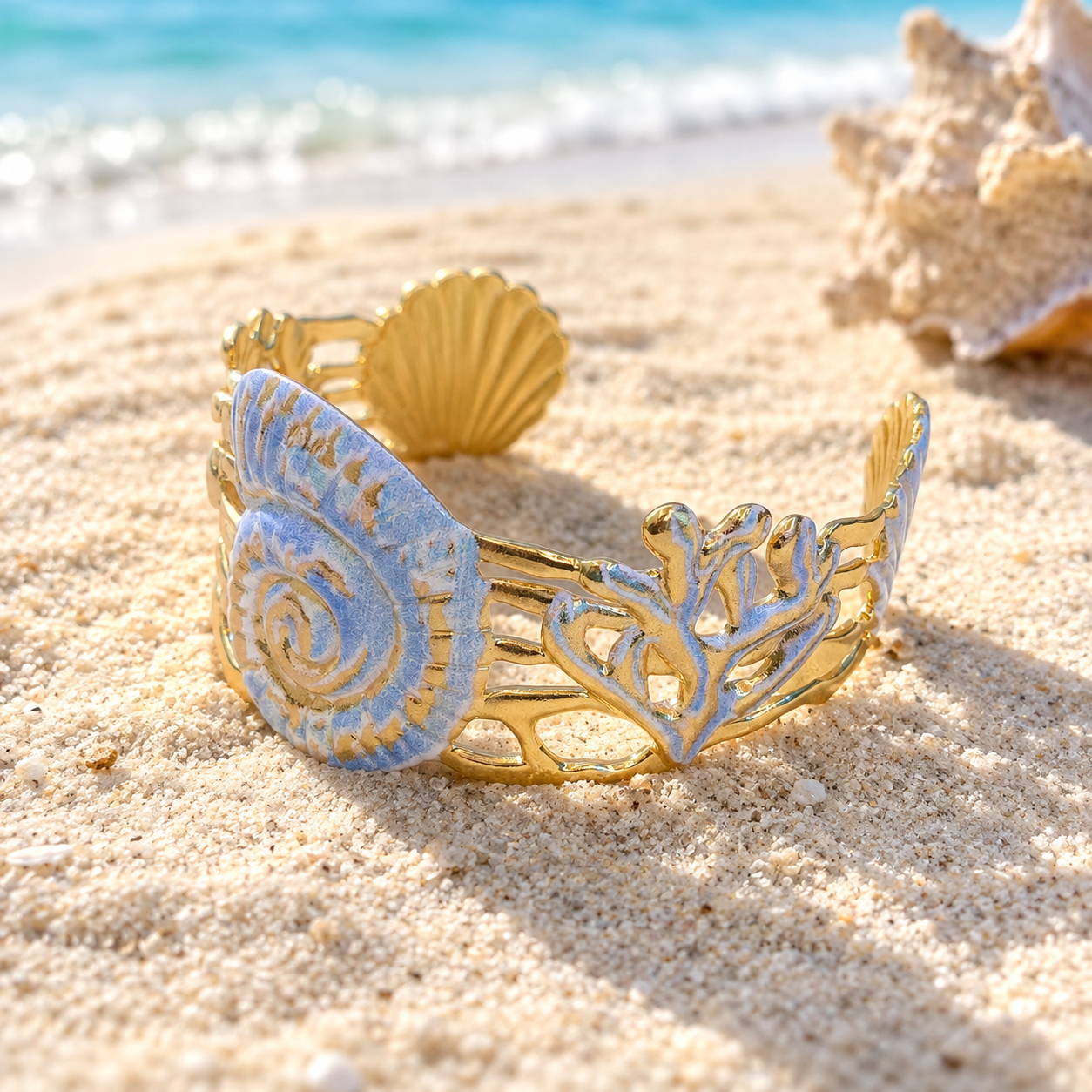 Coral Blue Cuff Bracelet